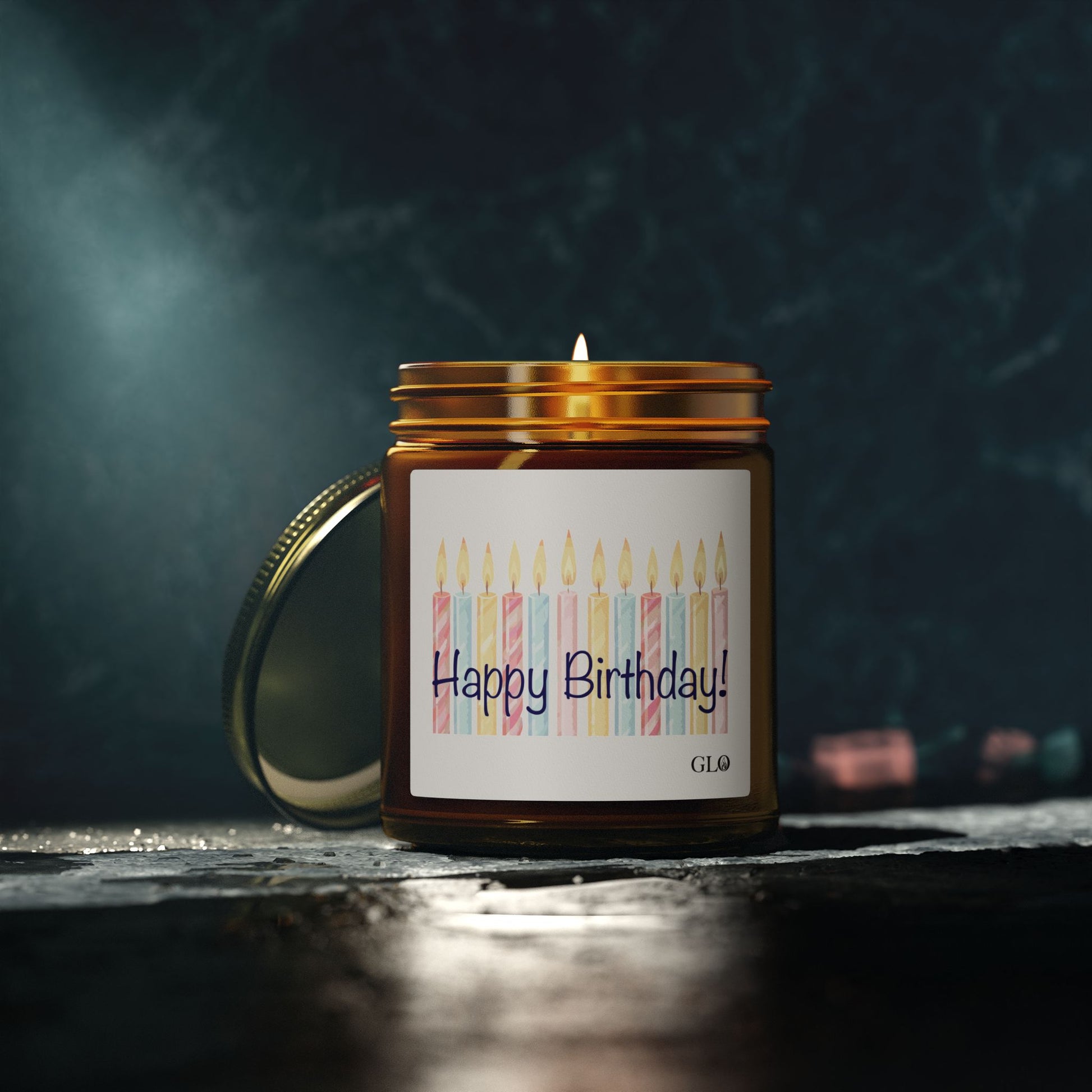 Glass Jar Candle | "Happy Birthday" with candles | 4oz or 9oz