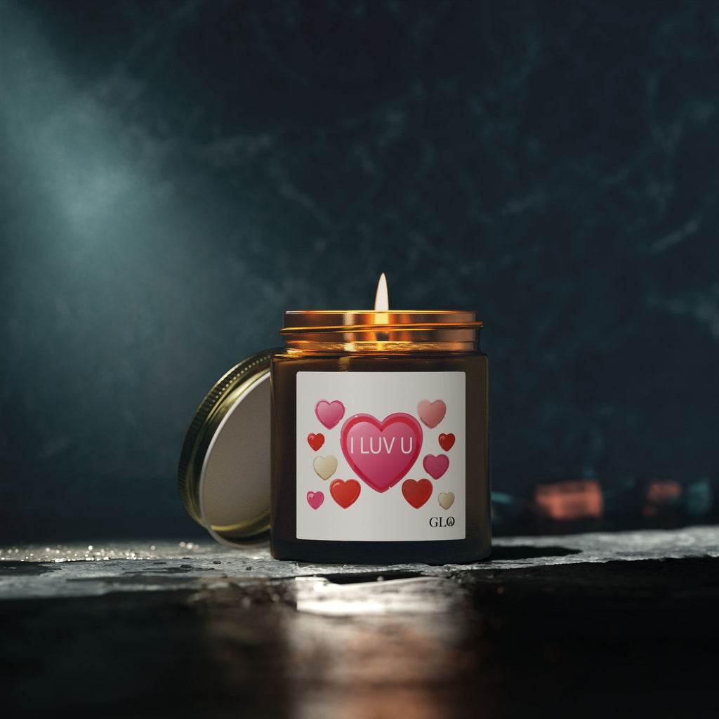 Glass Jar Candle | "I Luv U" | 4oz & 9oz