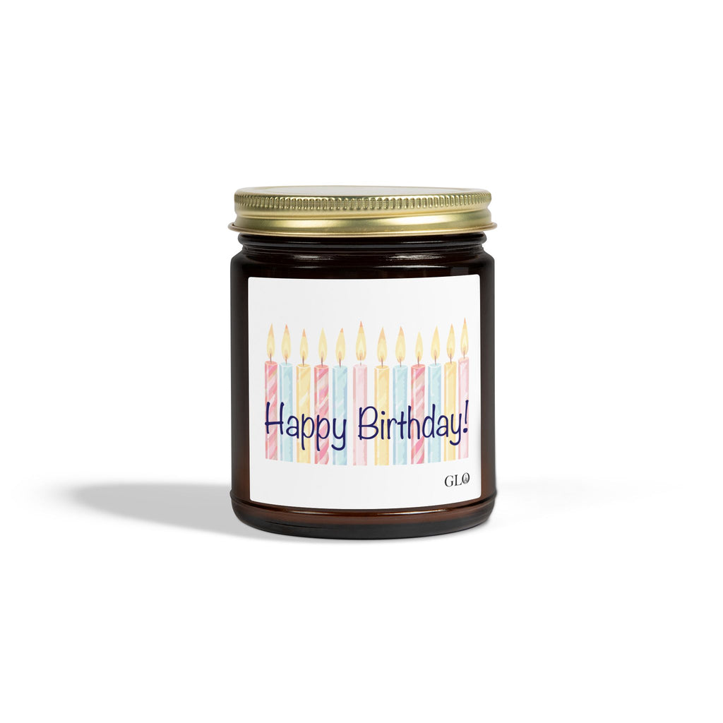 Glass Jar Candle | "Happy Birthday" with candles | 4oz or 9oz