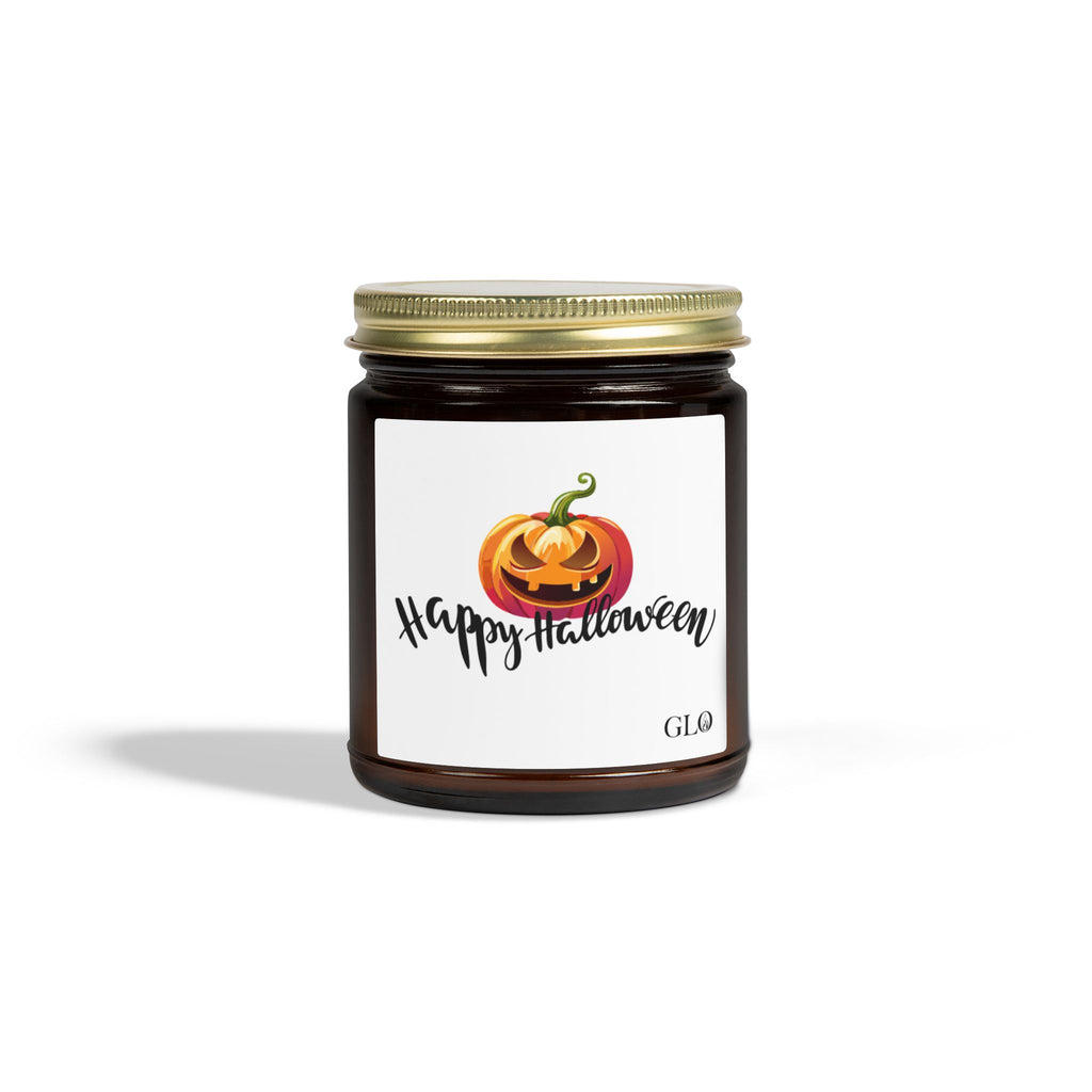 Glass Jar Candle | "Happy Halloween" with Jack-o-lantern | 4oz & 9oz