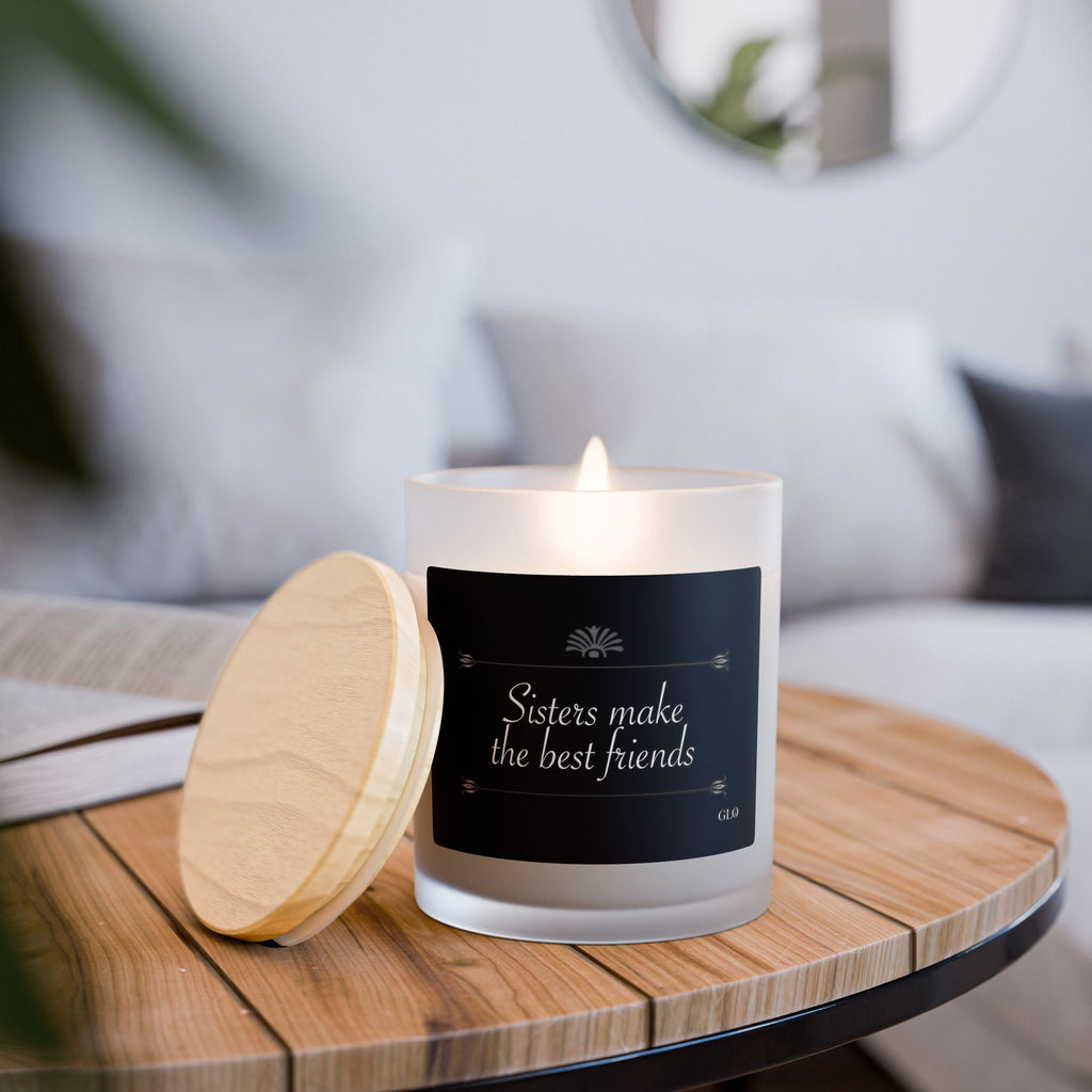 Frosted Glass Candle | "Sisters Make The Best Friends" (elegant) | 11oz