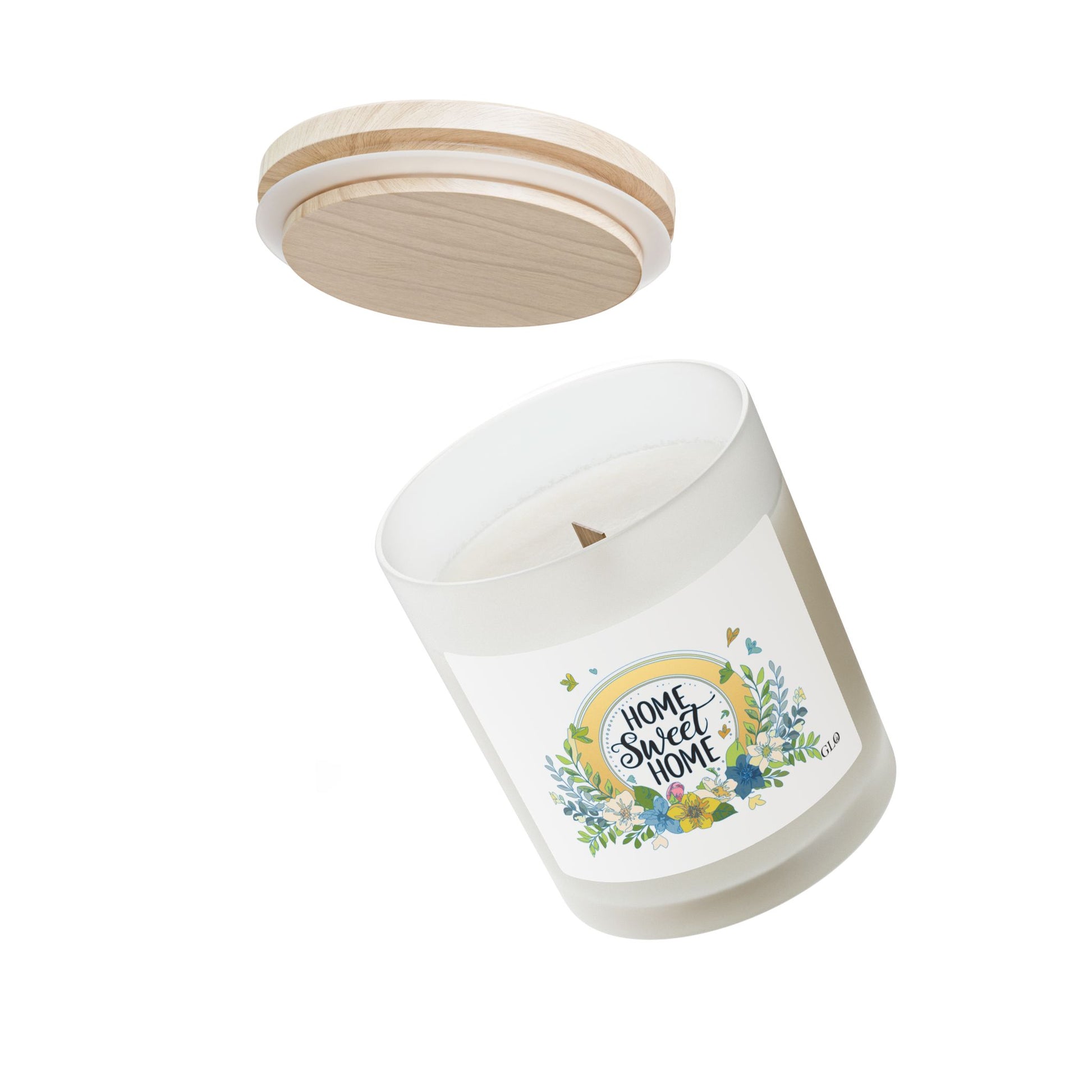 Frosted Glass Candle | "Home Sweet Home" Floral | 1oz