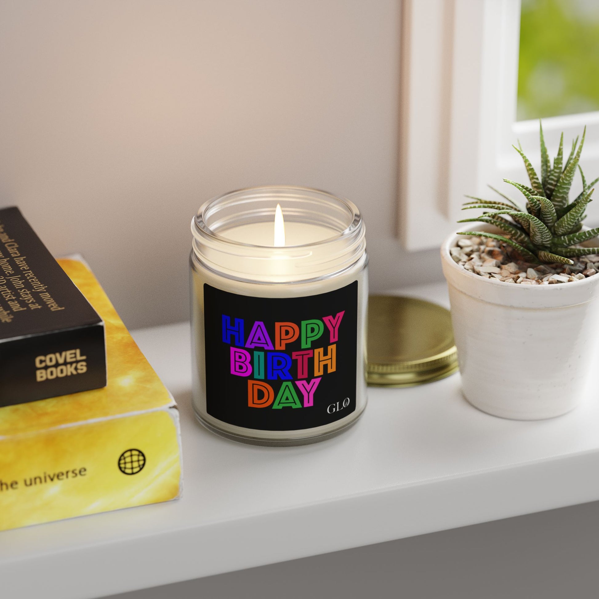 Glass Jar Candle | "Happy Birthday" on Black | 4oz/9oz