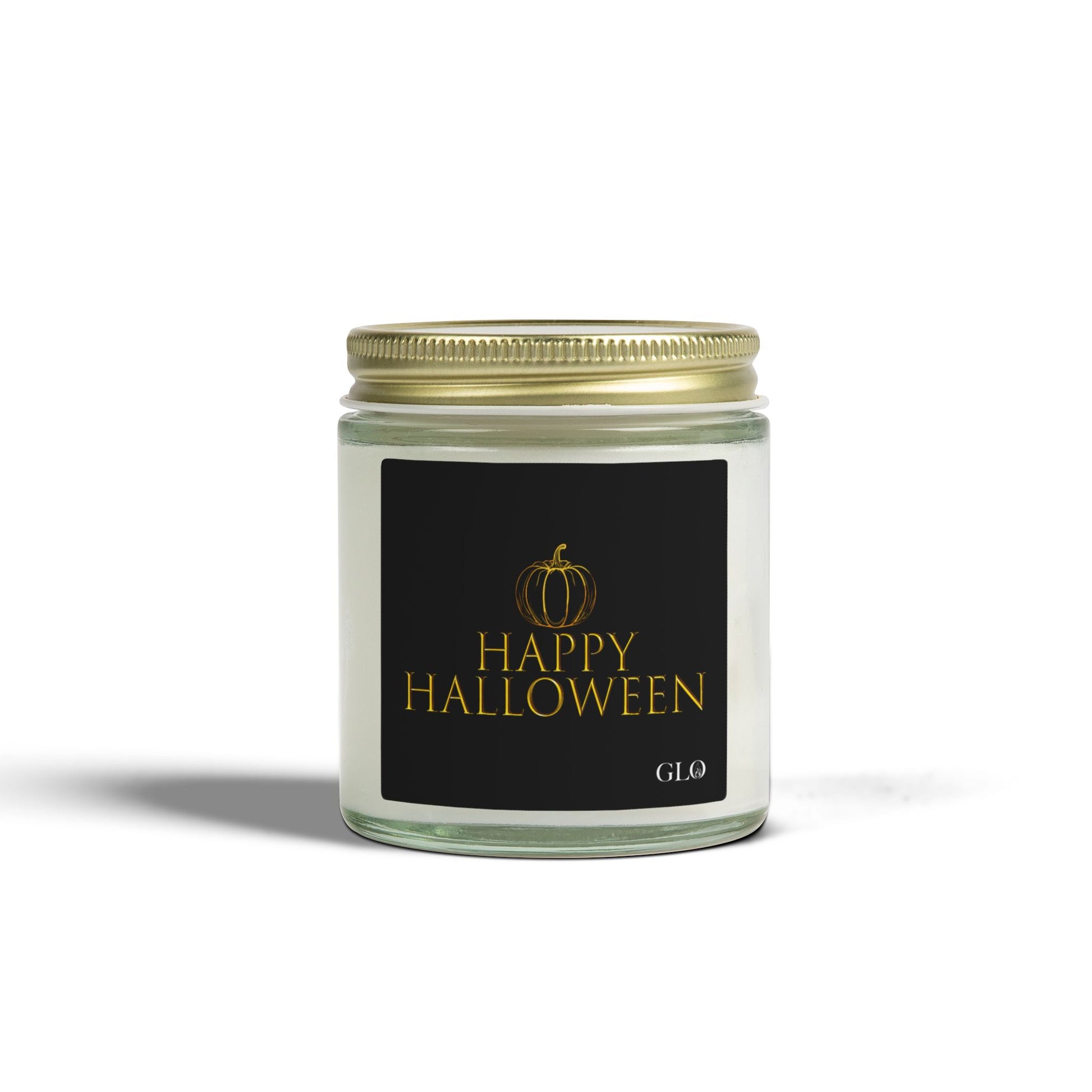 Glass Jar Candle | "Happy Halloween" (elegant on black) | 4oz & 9oz