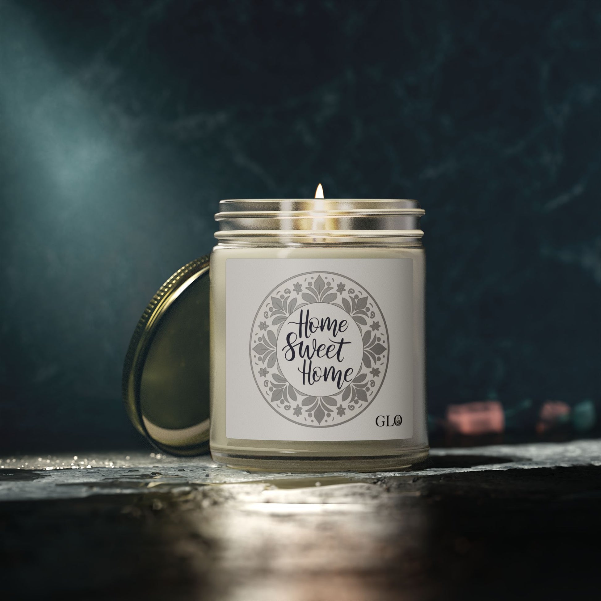 Glass Jar Candle | "Home Sweet Home" with wreath | 4oz & 9oz