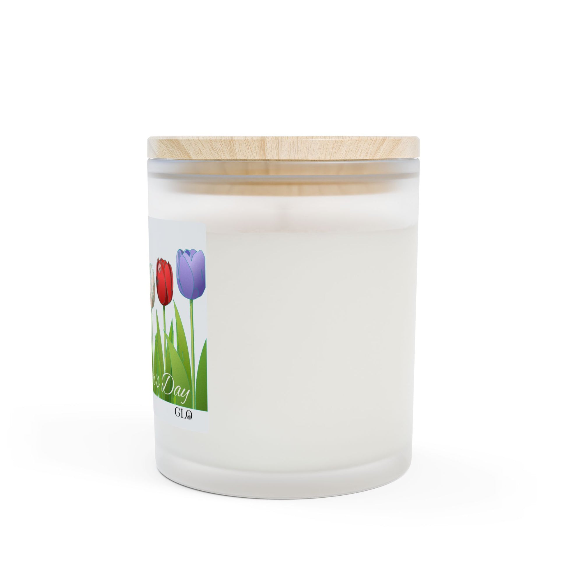 Frosted Glass Candle | "Happy Mother's Day" with tulips | 11oz