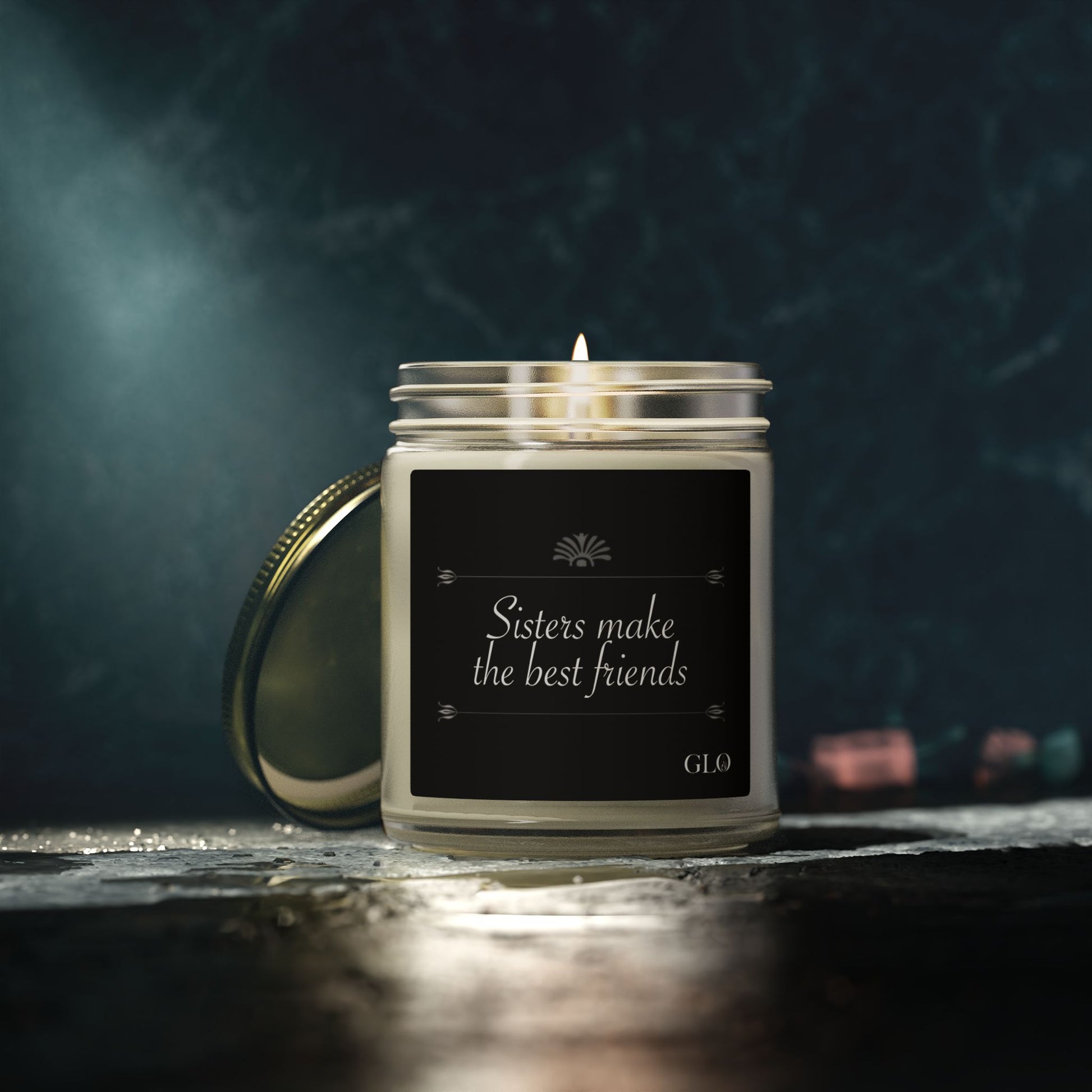 Glass Jar Candle | "Sisters make the best friends" (elegant) | 4oz & 9 oz