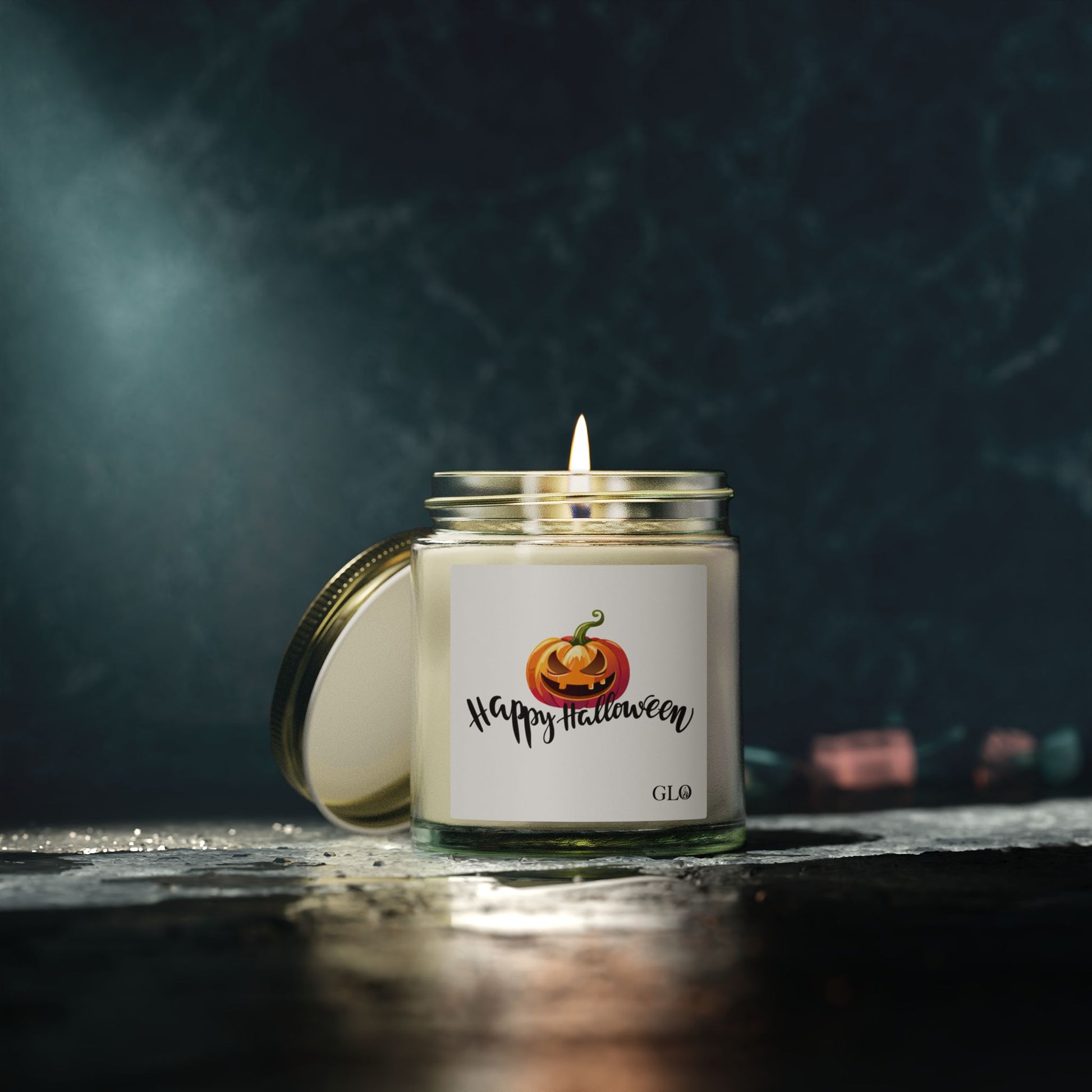 Glass Jar Candle | "Happy Halloween" with Jack-o-lantern | 4oz & 9oz