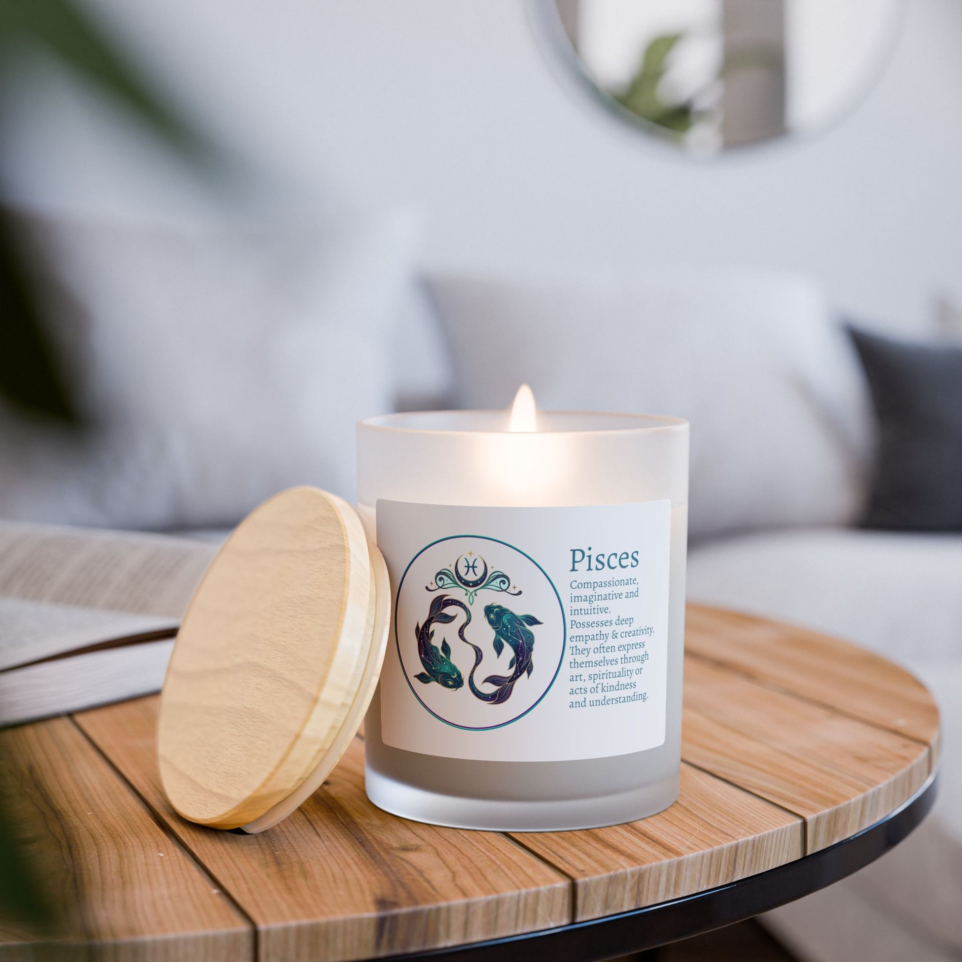Frosted Glass Candle | Pisces Zodiac | 11oz