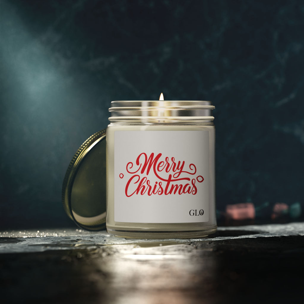 Glass Jar Candle | "Merry Christmas" in red | 4oz & 9oz