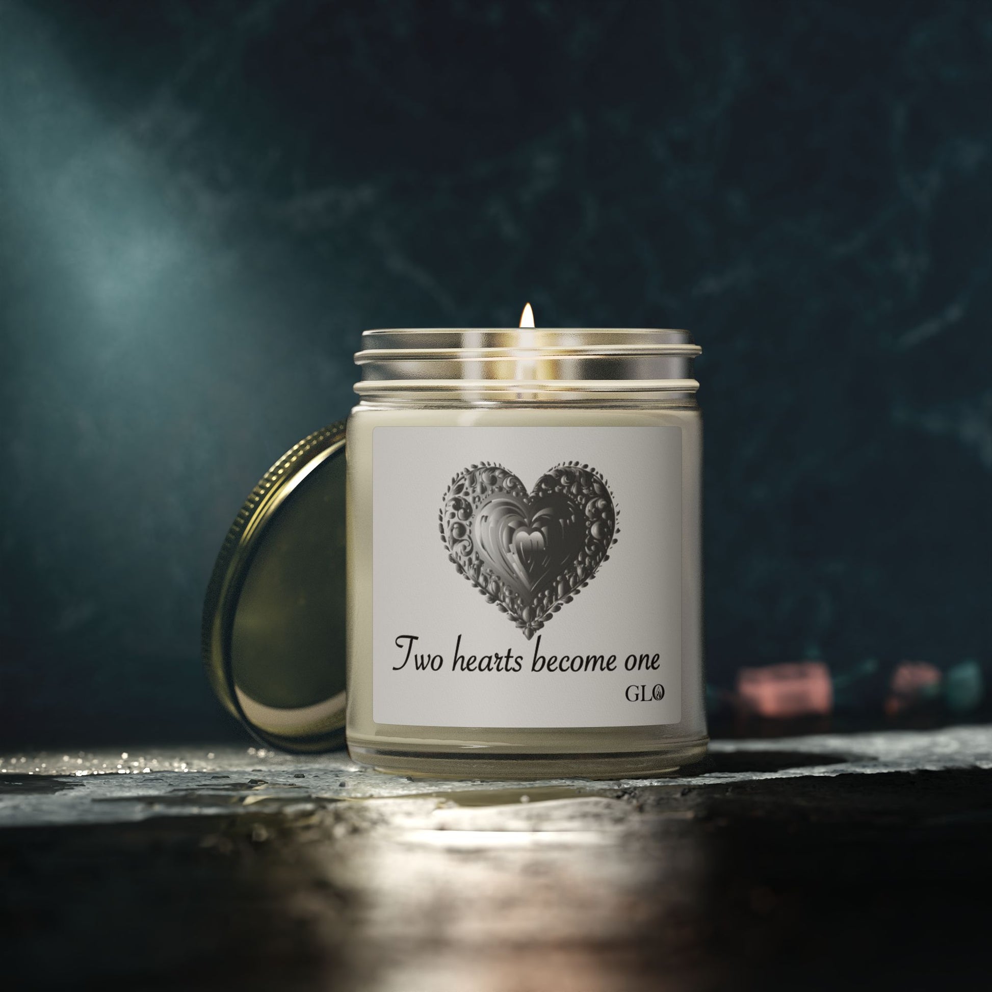Glass Jar Candle | "Two Hearts Become One" |  4oz & 9oz