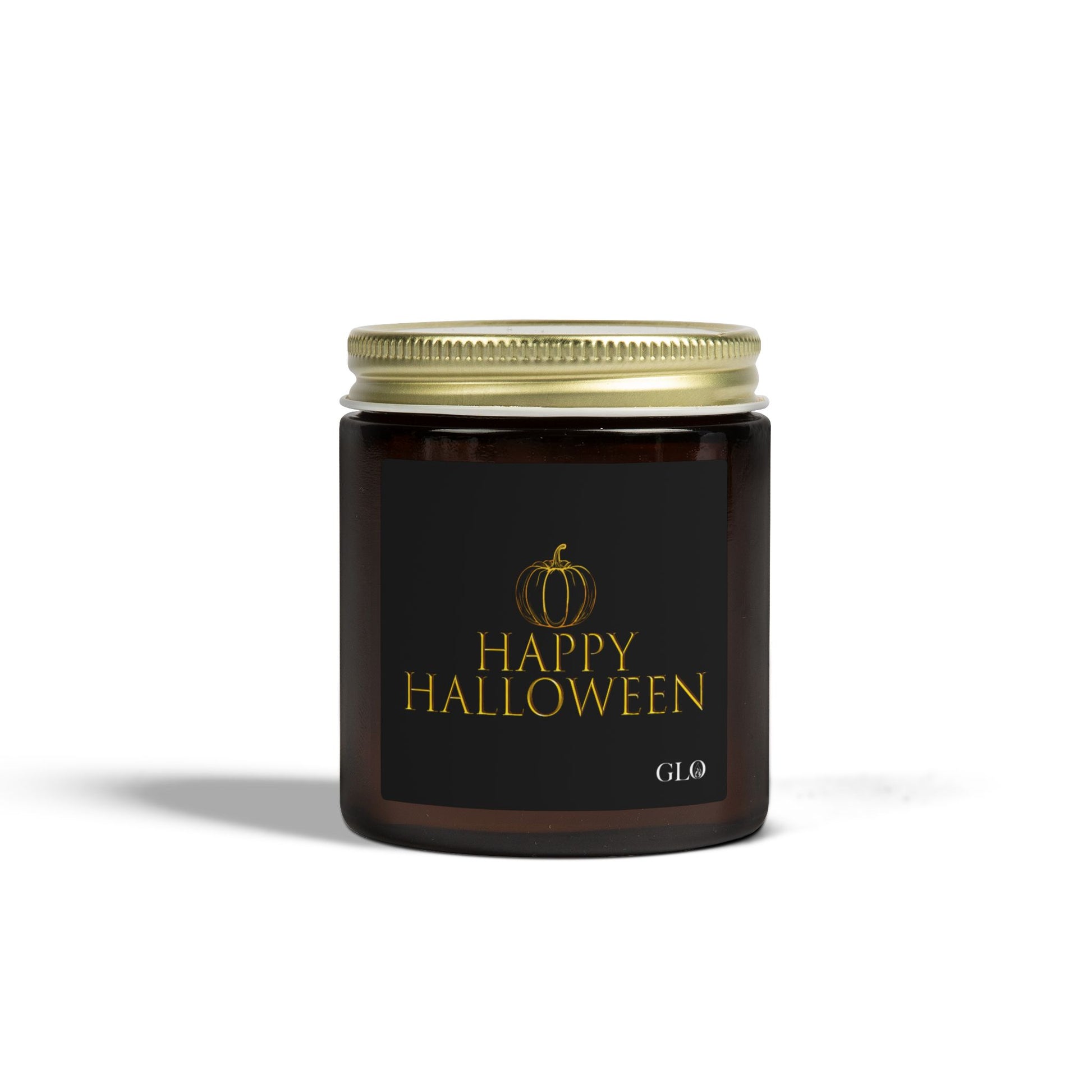 Glass Jar Candle | "Happy Halloween" (elegant on black) | 4oz & 9oz