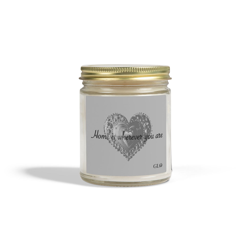 Glass Jar Candle | "Home is Wherever You Are" on Gray | 4oz & 9oz