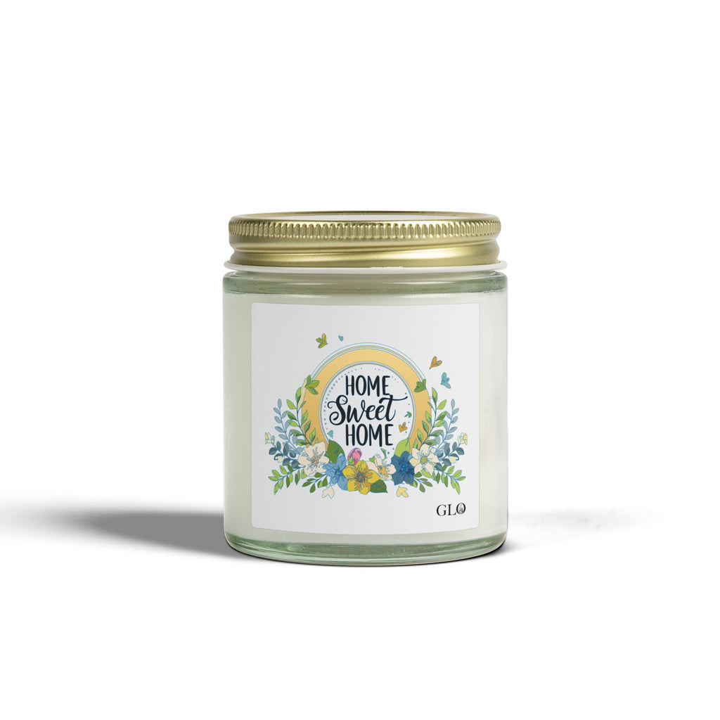 Glass Jar Candle | "Home Sweet Home" with flowers | 4oz & 9oz