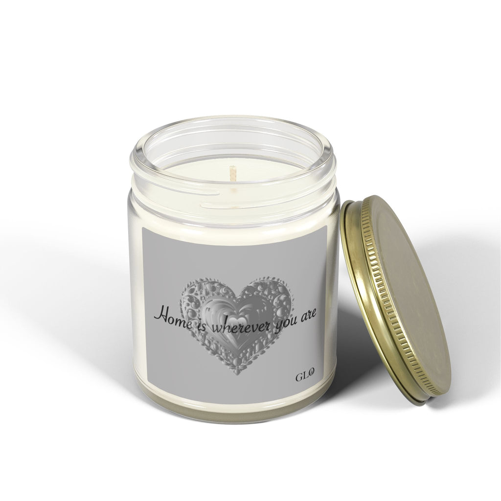 Glass Jar Candle | "Home is Wherever You Are" on Gray | 4oz & 9oz