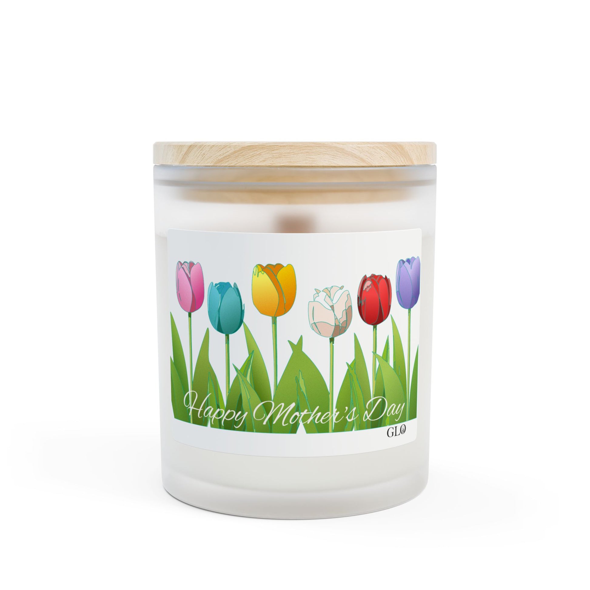 Frosted Glass Candle | "Happy Mother's Day" with tulips | 11oz