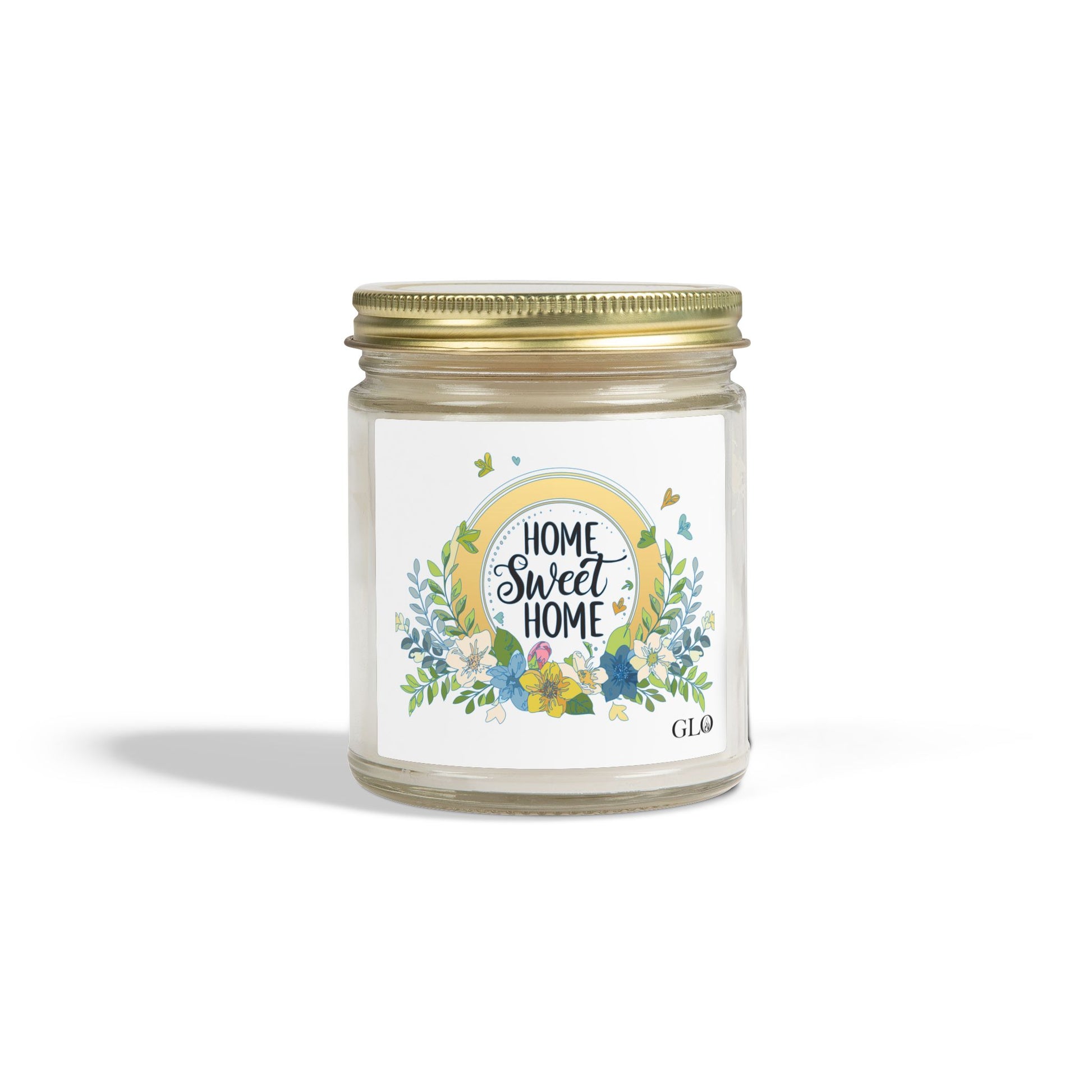 Glass Jar Candle | "Home Sweet Home" with flowers | 4oz & 9oz