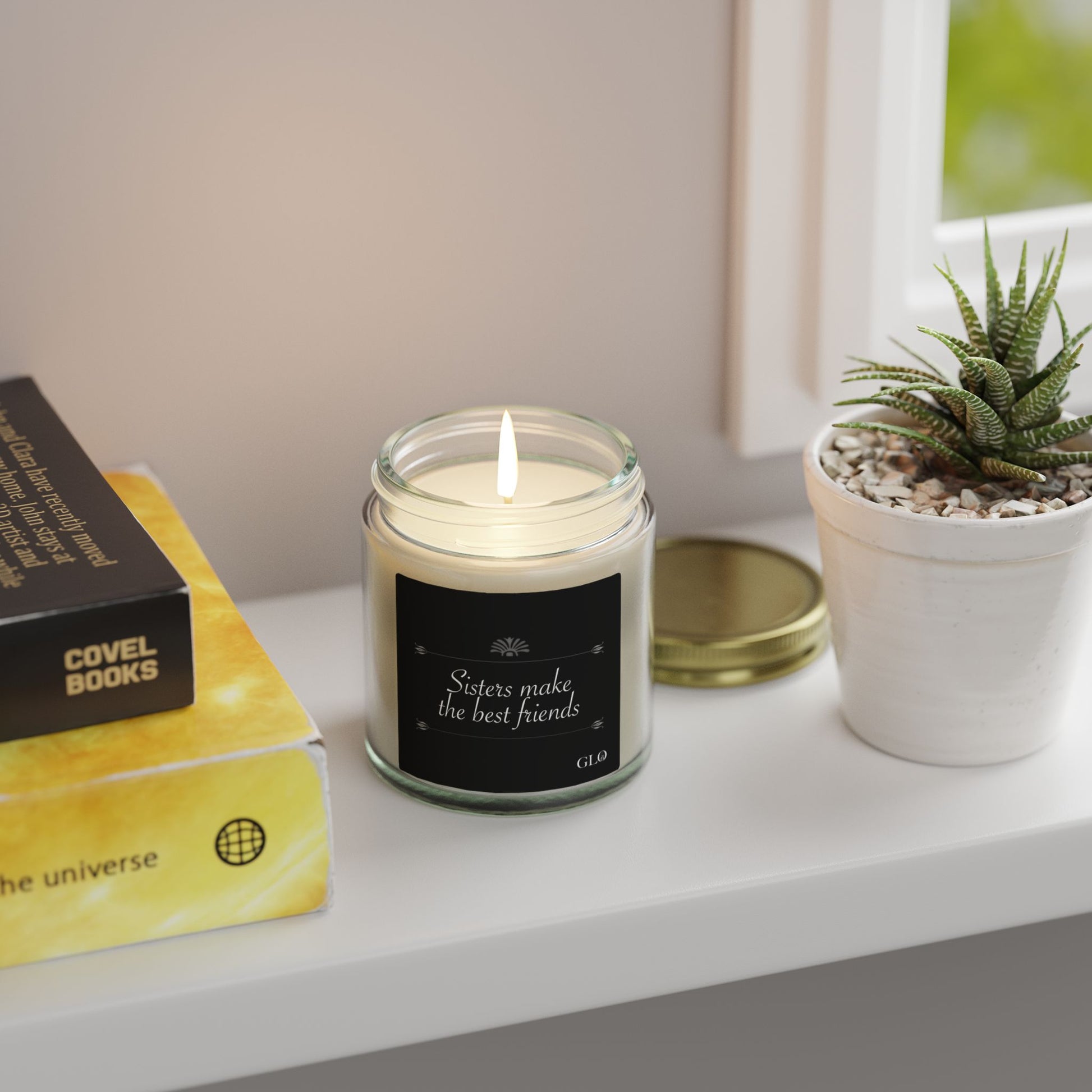 Glass Jar Candle | "Sisters make the best friends" (elegant) | 4oz & 9 oz