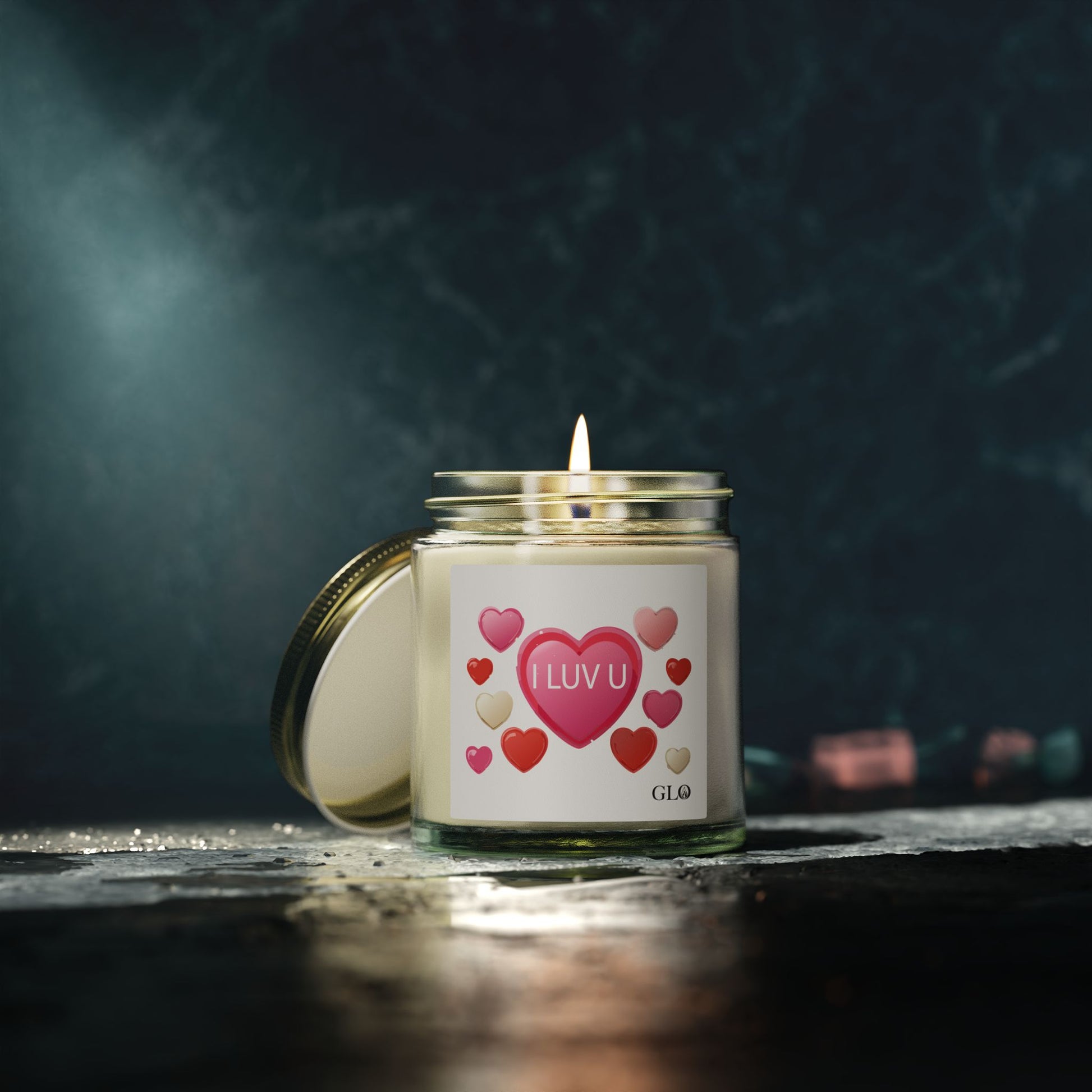 Glass Jar Candle | "I Luv U" | 4oz & 9oz
