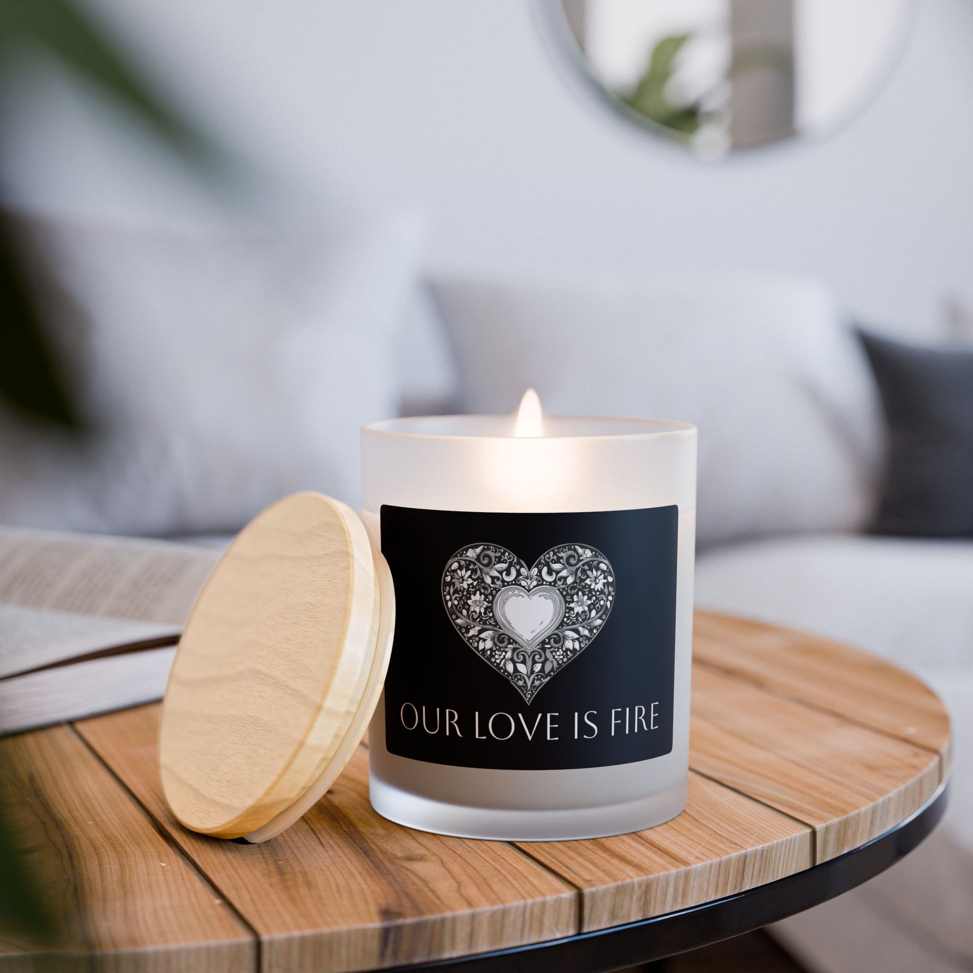 Frosted Glass Candle | "Our Love Is Fire" | 11oz