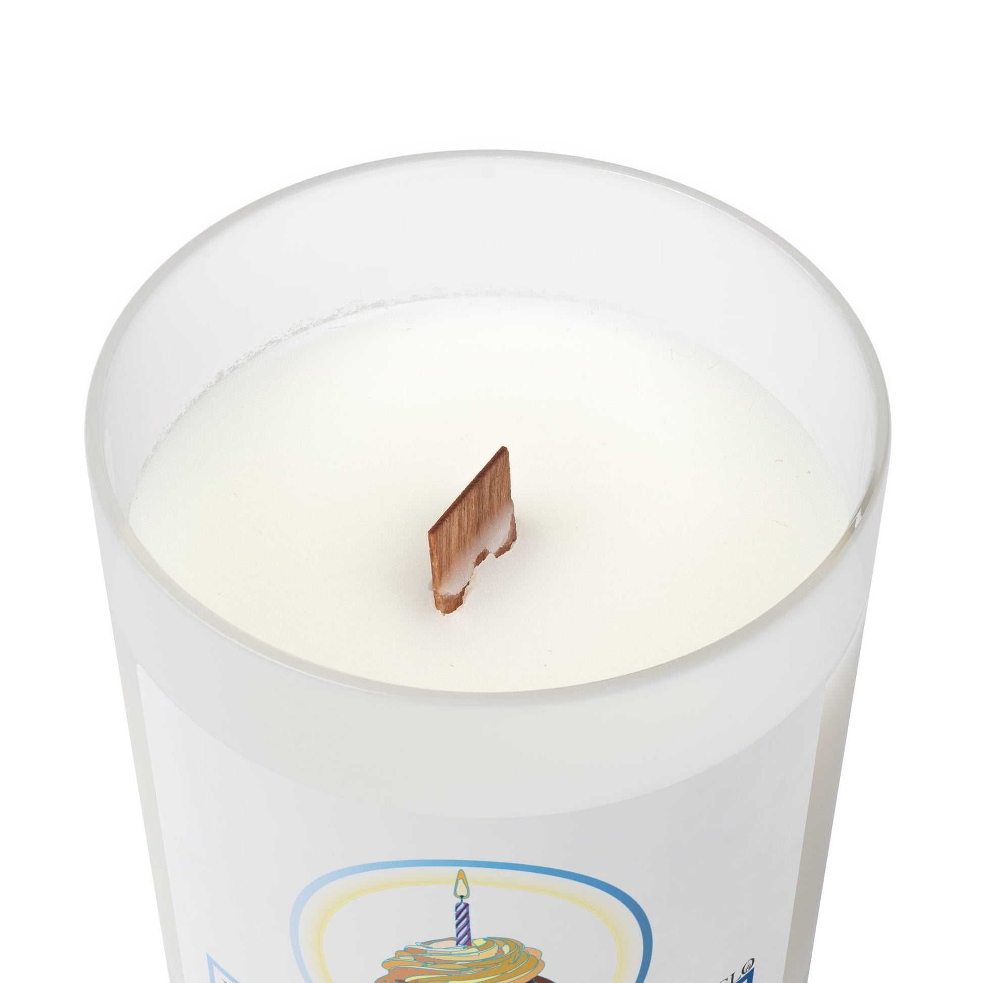 Frosted Glass Candle | "Happy Birthday" with cupcake | 11oz