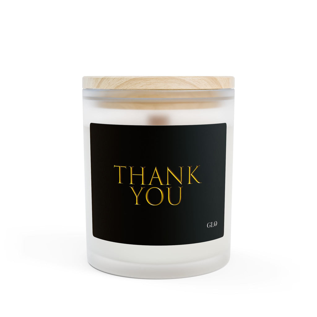 Frosted Glass Candle | "Thank You" on black | 11oz