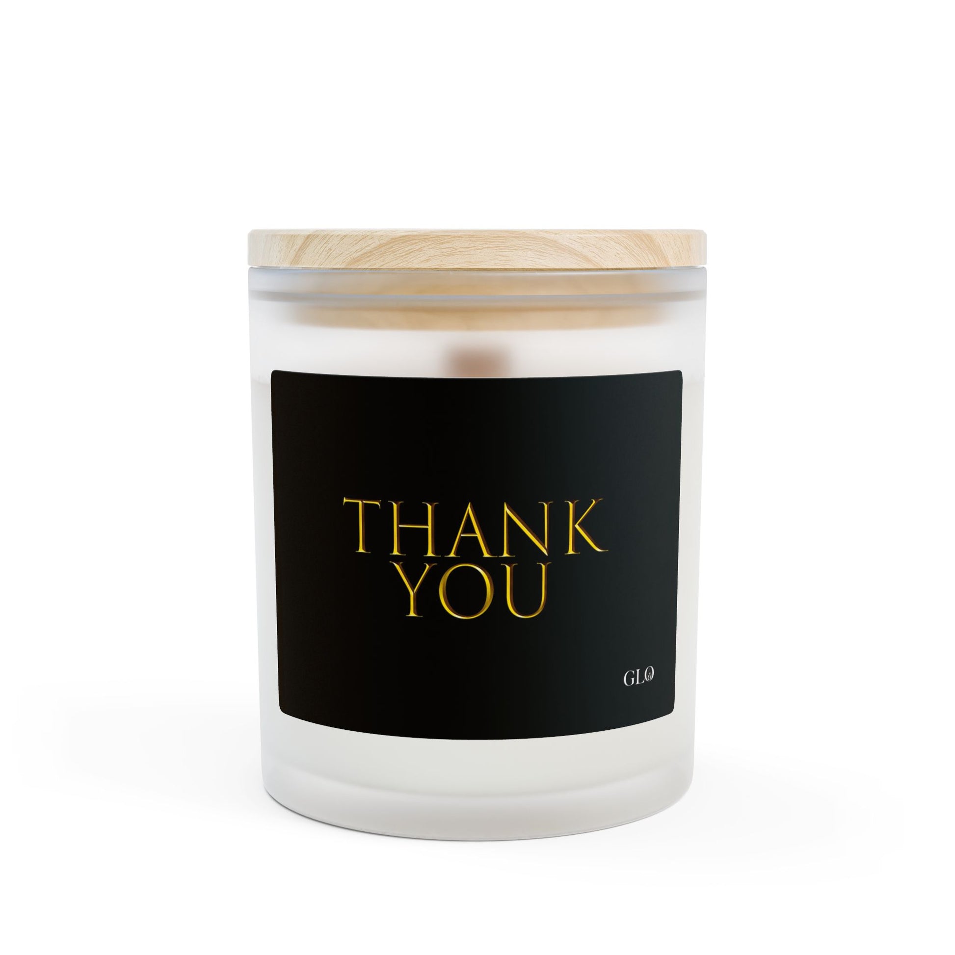 Frosted Glass Candle | "Thank You" on black | 11oz