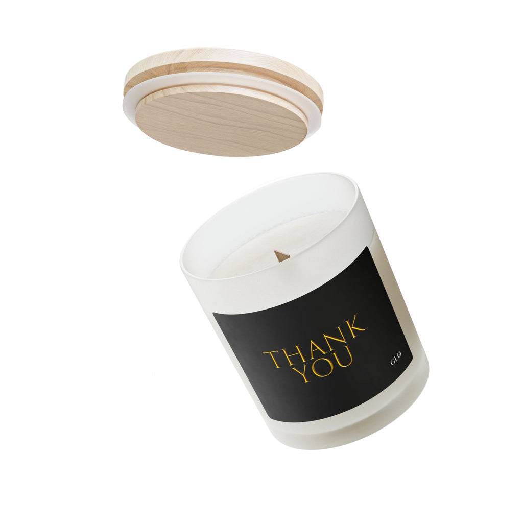 Frosted Glass Candle | "Thank You" on black | 11oz