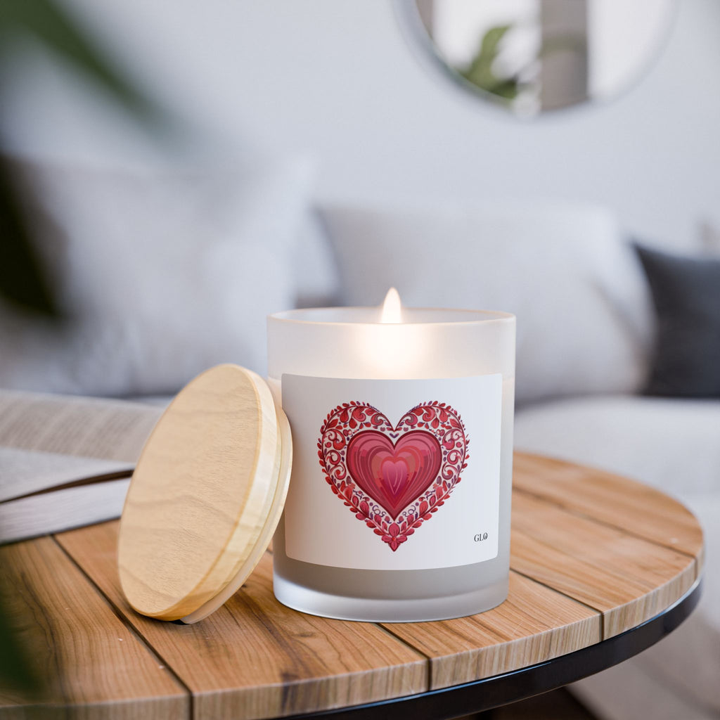Frosted Glass Candle | Heart / Love | 11oz