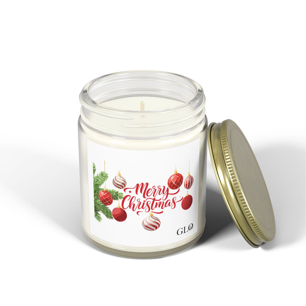 Glass Jar Candle | "Merry Christmas" with ornaments | 4oz & 9oz