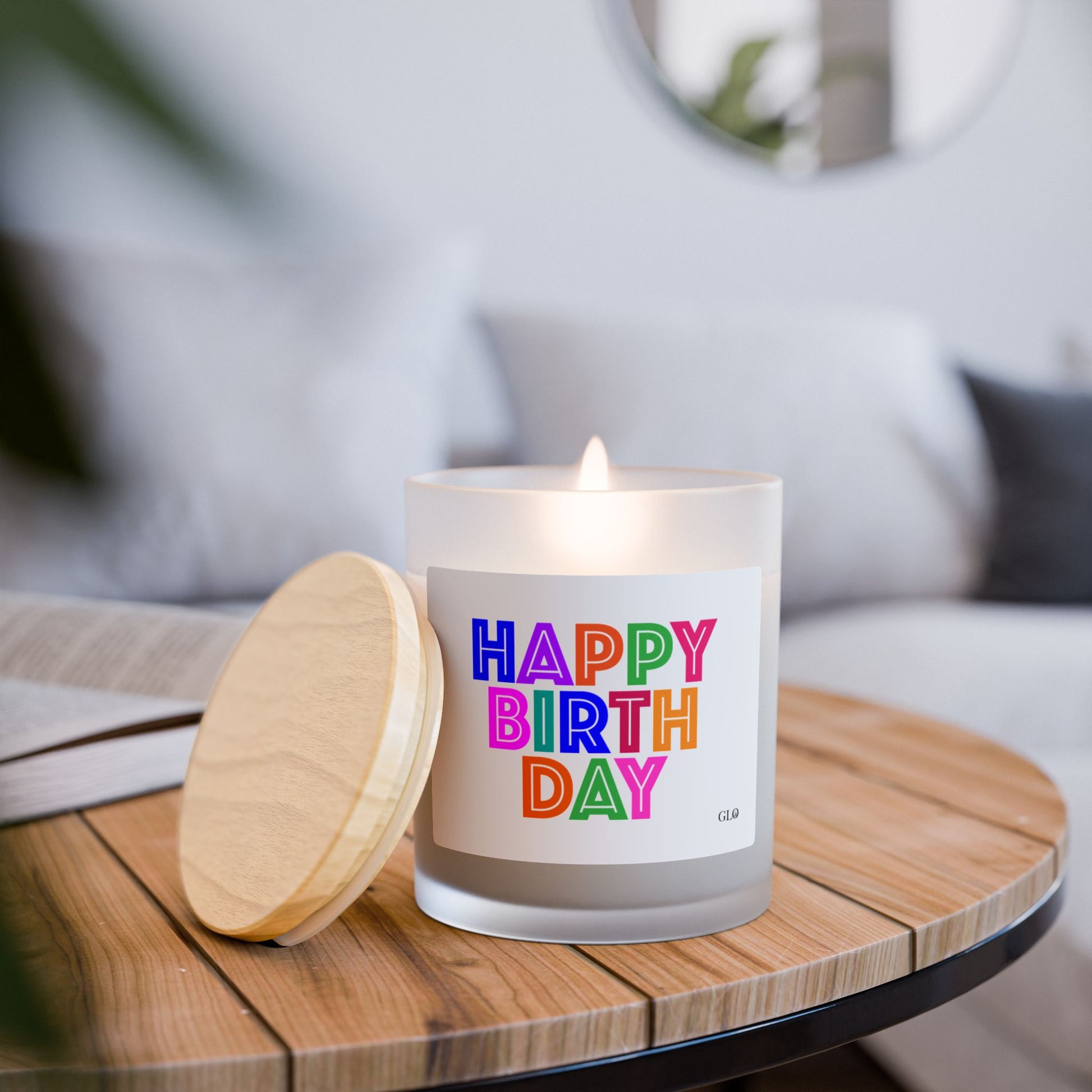Frosted Glass Candle | "Happy Birthday" on white | 11oz