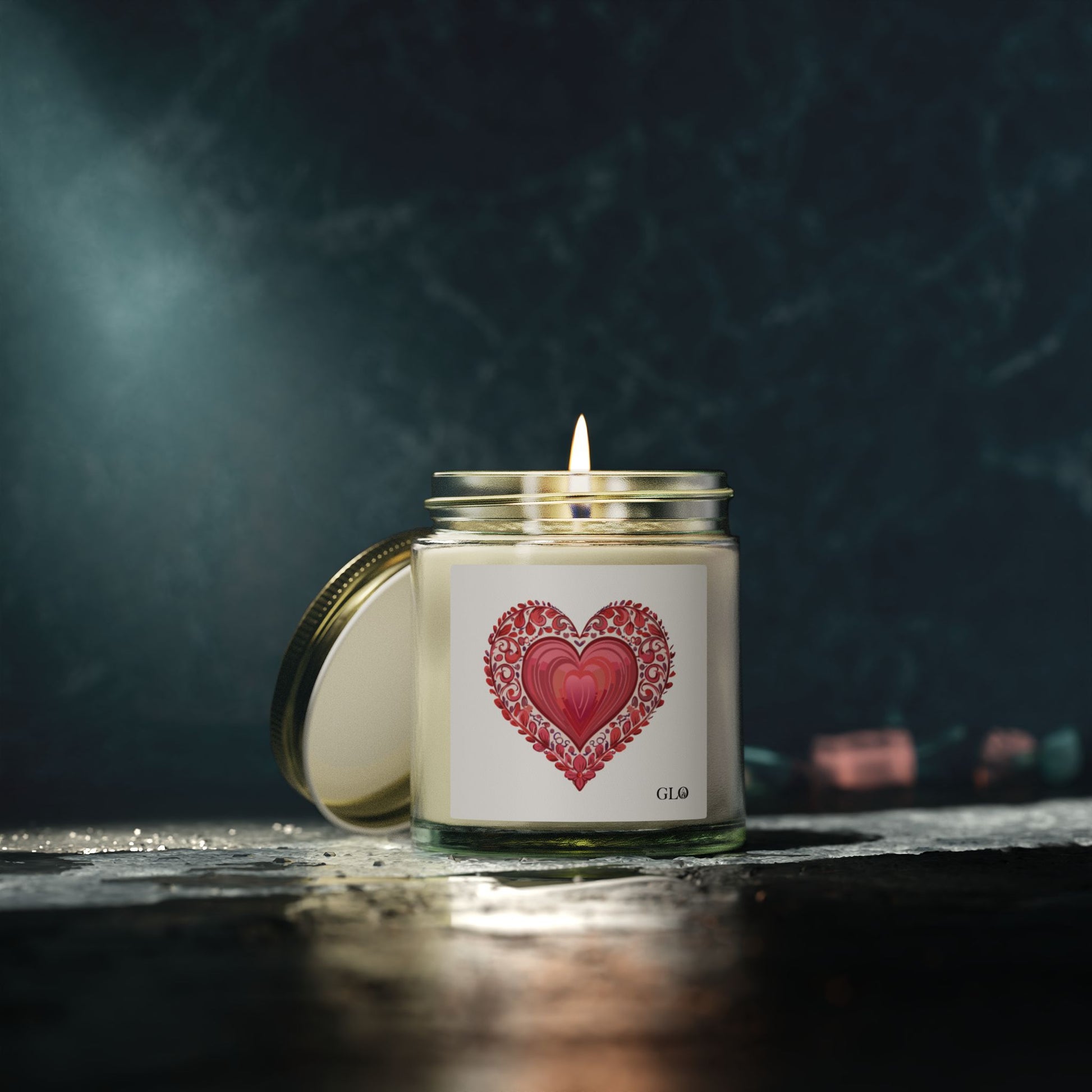 Glass Jar Candle | Heart / Love | 4oz & 9oz
