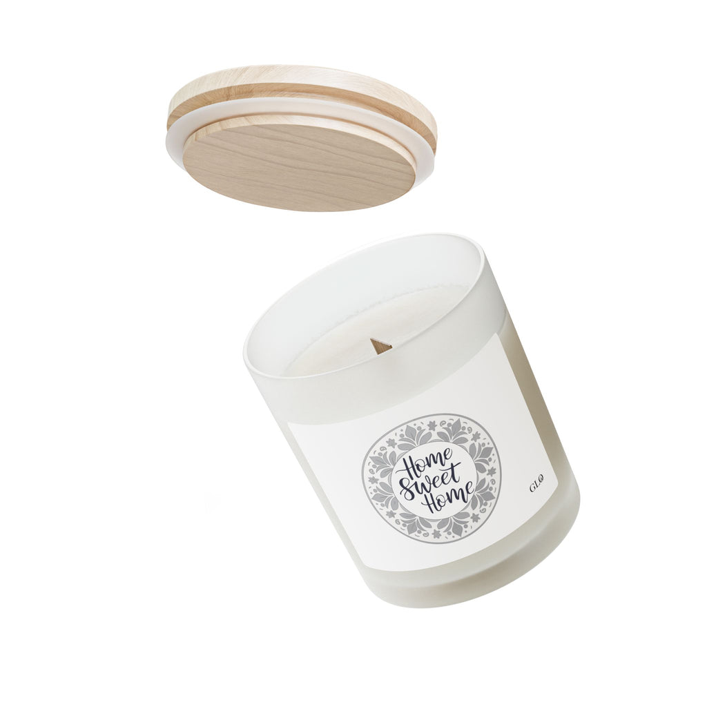 Frosted Glass Candle | "Home Sweet Home" with wreath | 11oz