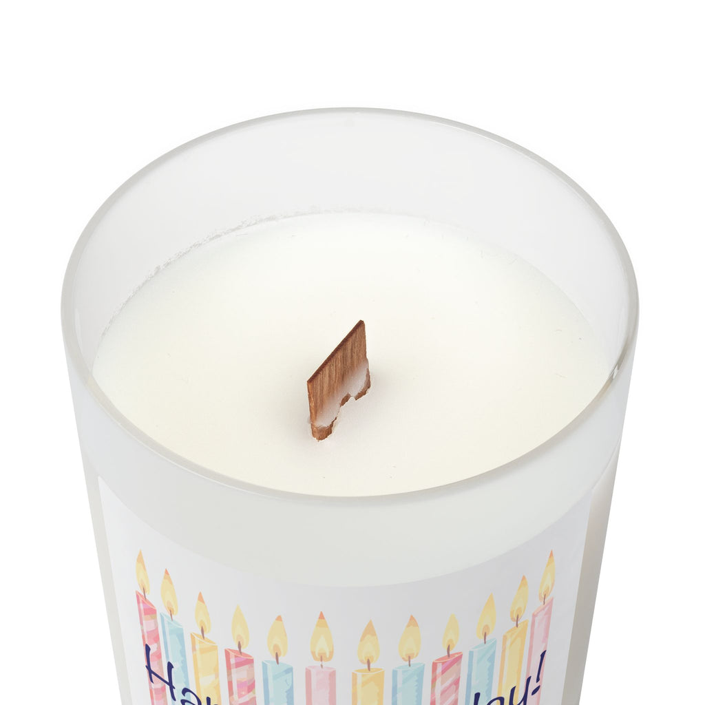 Frosted Glass Candle | 'Happy Birthday' Candles