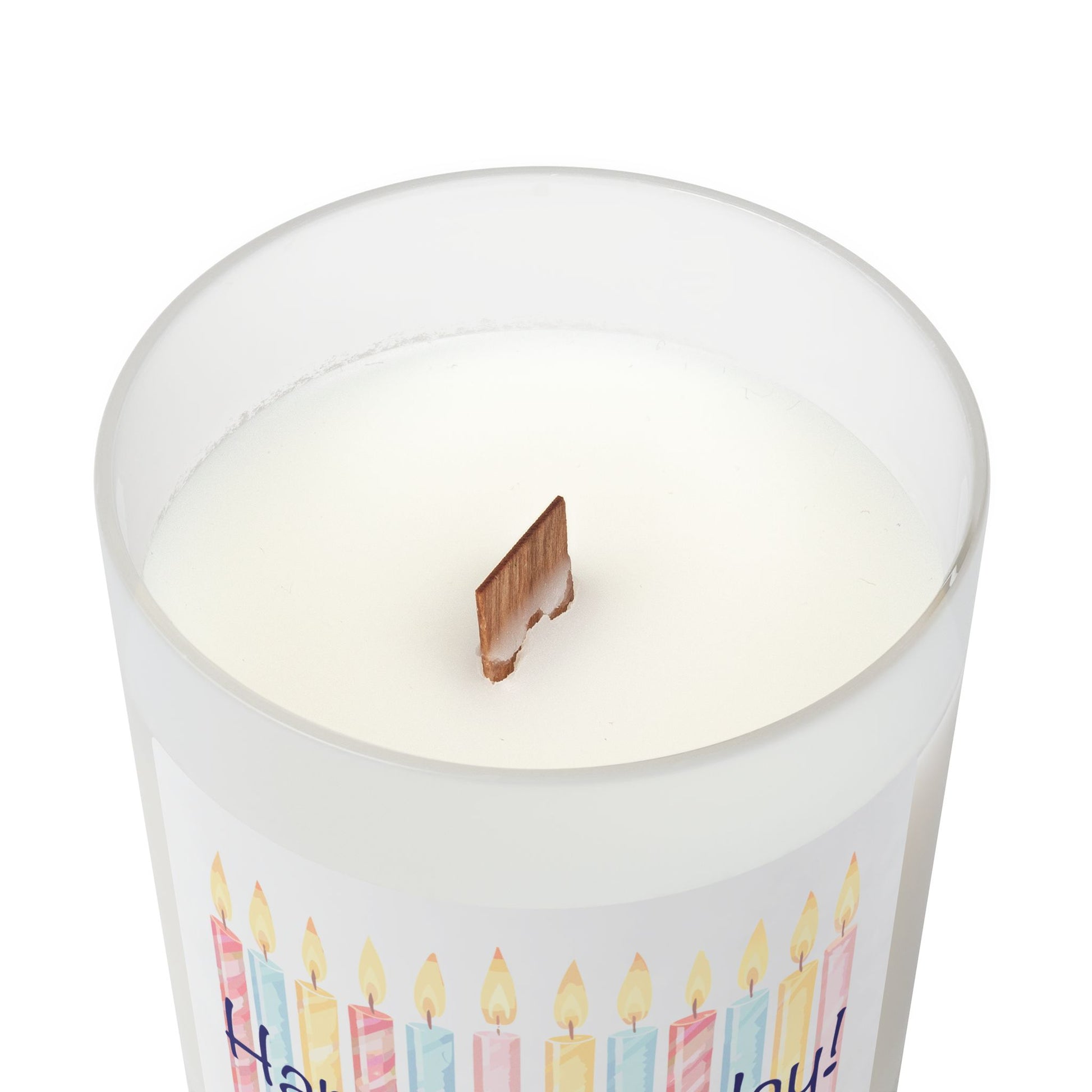 Frosted Glass Candle | 'Happy Birthday' Candles