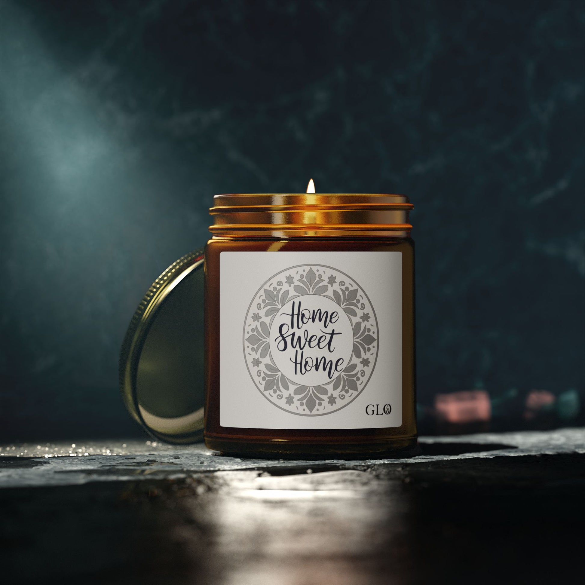Glass Jar Candle | "Home Sweet Home" with wreath | 4oz & 9oz