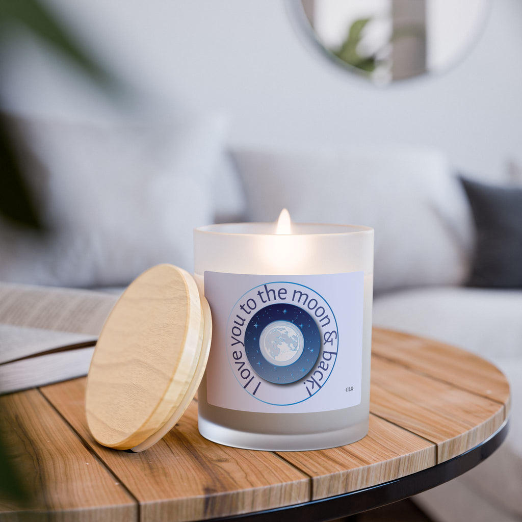 Frosted Glass Candle | "I love you to the moon & back" | 11oz