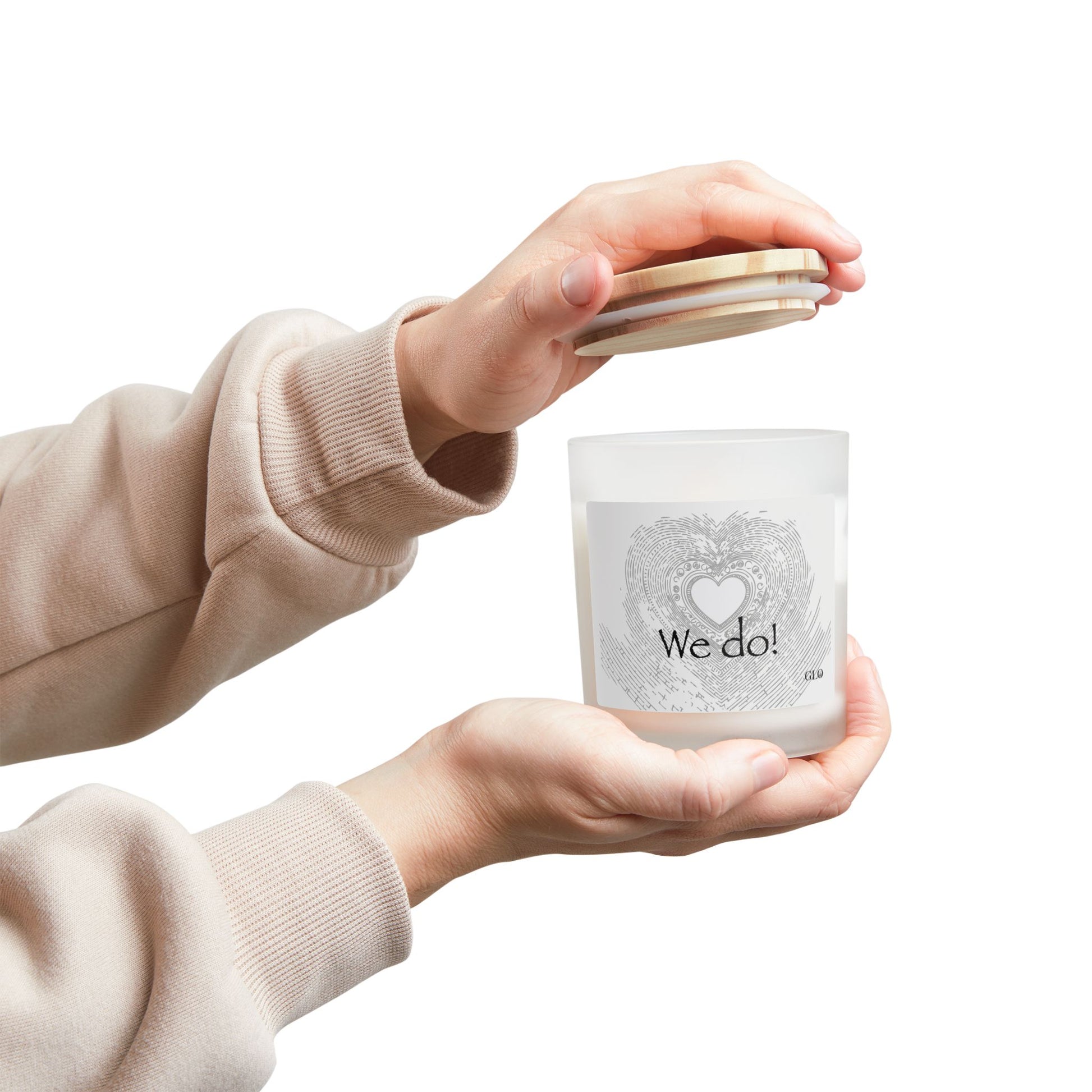 Frosted Glass Candle | "We do!" (Perfect for Weddings) | 11oz