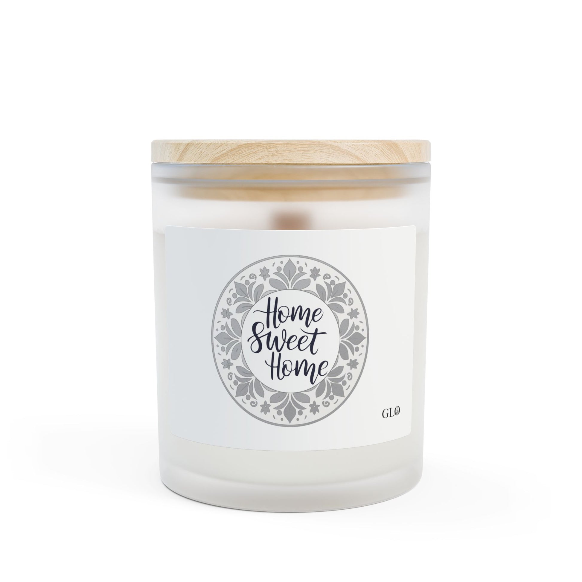 Frosted Glass Candle | "Home Sweet Home" with wreath | 11oz