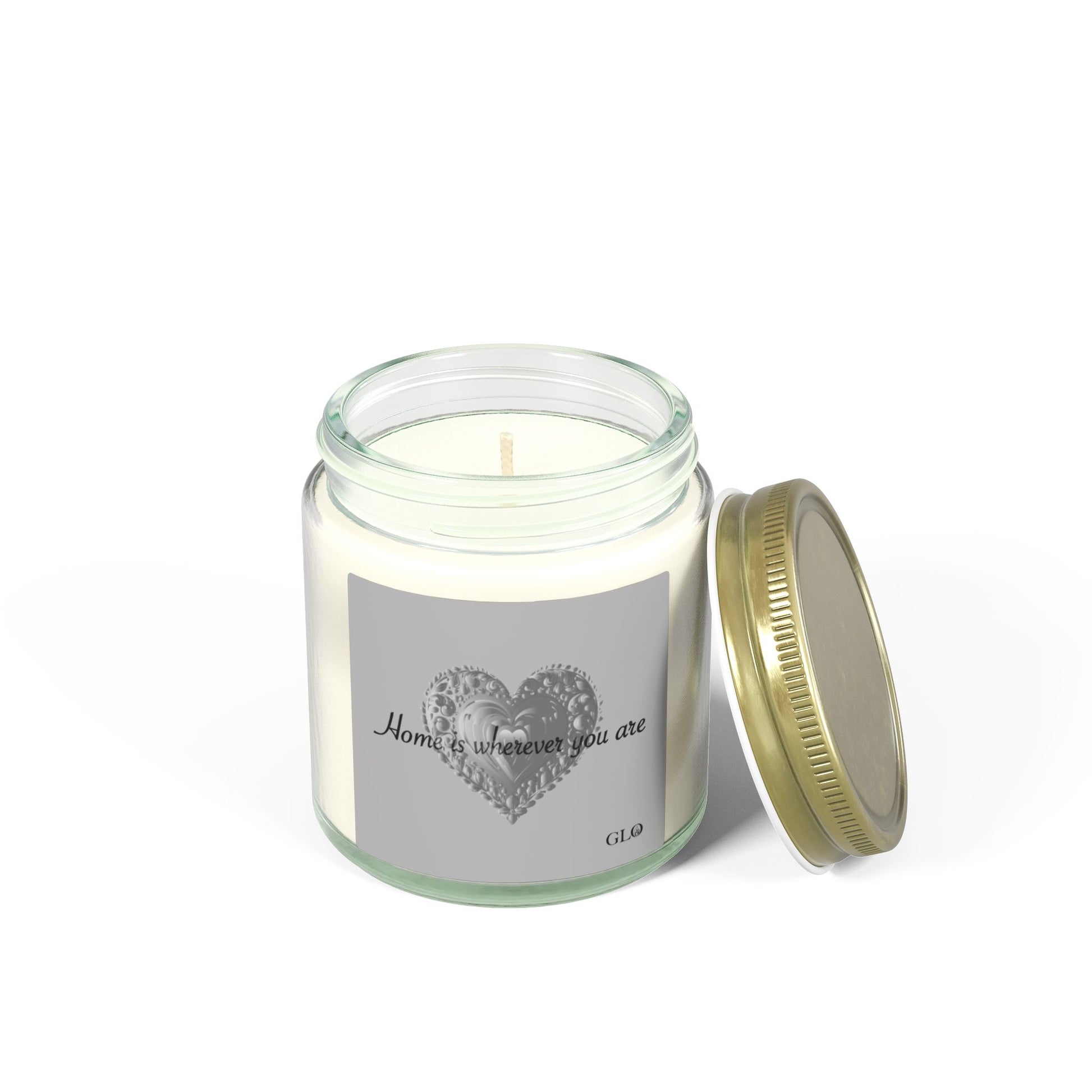Glass Jar Candle | "Home is Wherever You Are" on Gray | 4oz & 9oz