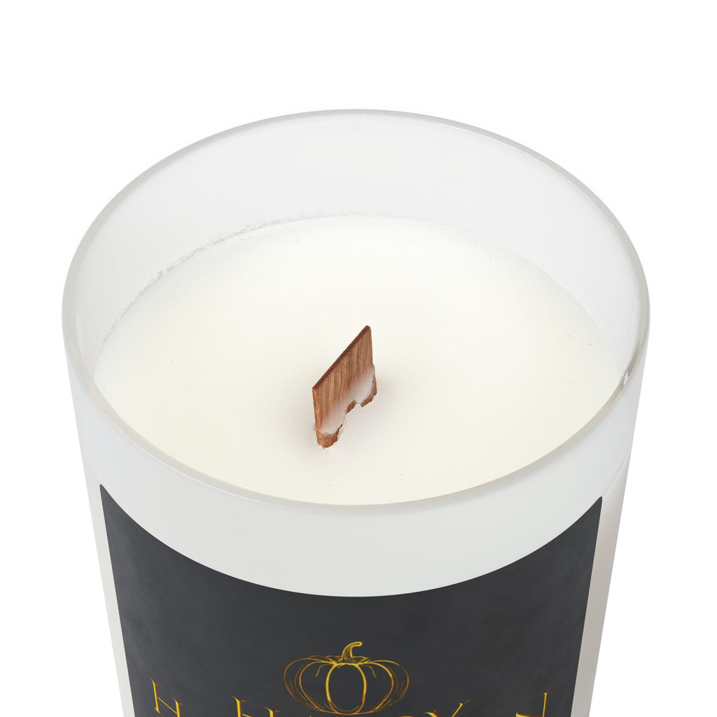 Frosted Glass Candle | "Happy Halloween" (Elegant Black Label) | 11oz