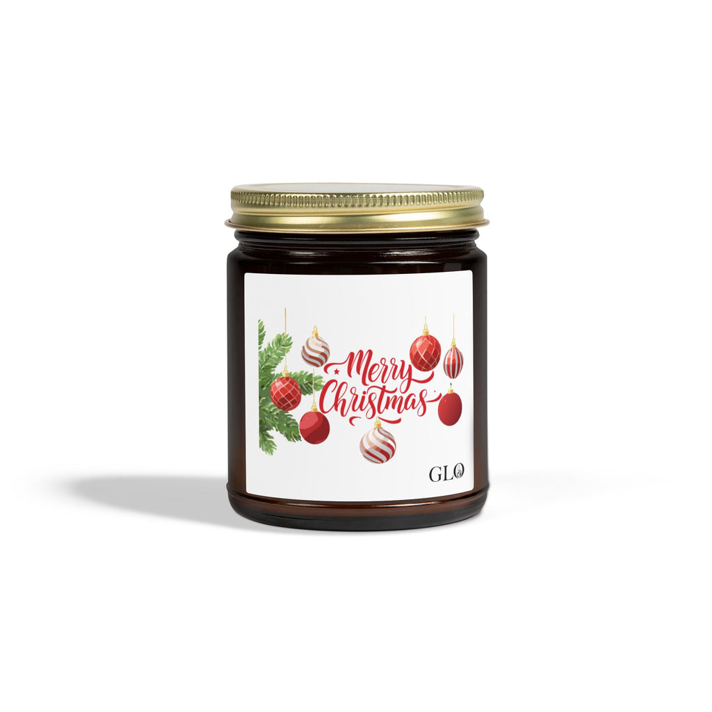 Glass Jar Candle | "Merry Christmas" with ornaments | 4oz & 9oz