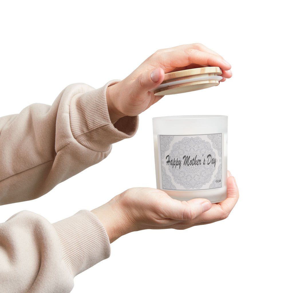 Frosted Glass Candle | "Happy Mother's Day" with lace | 11oz