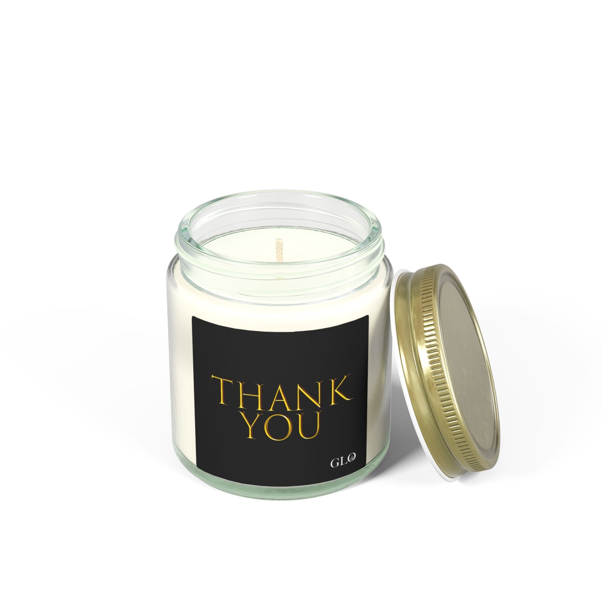 Glass Jar Candle | "Thank You" on black | 4 oz & 9 oz