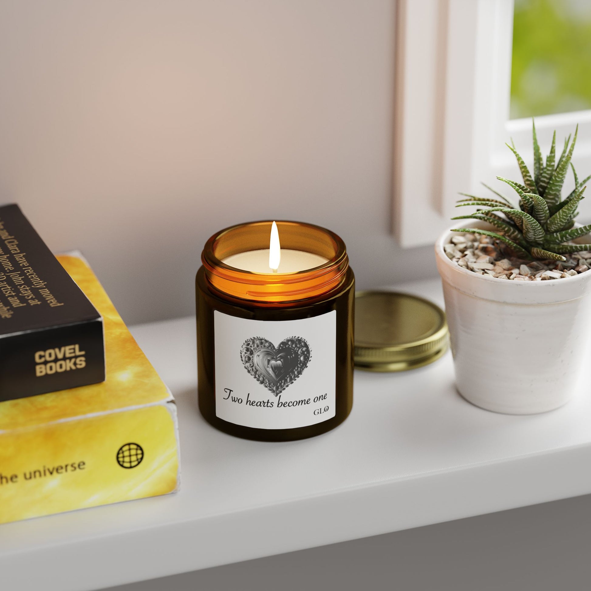 Glass Jar Candle | "Two Hearts Become One" |  4oz & 9oz