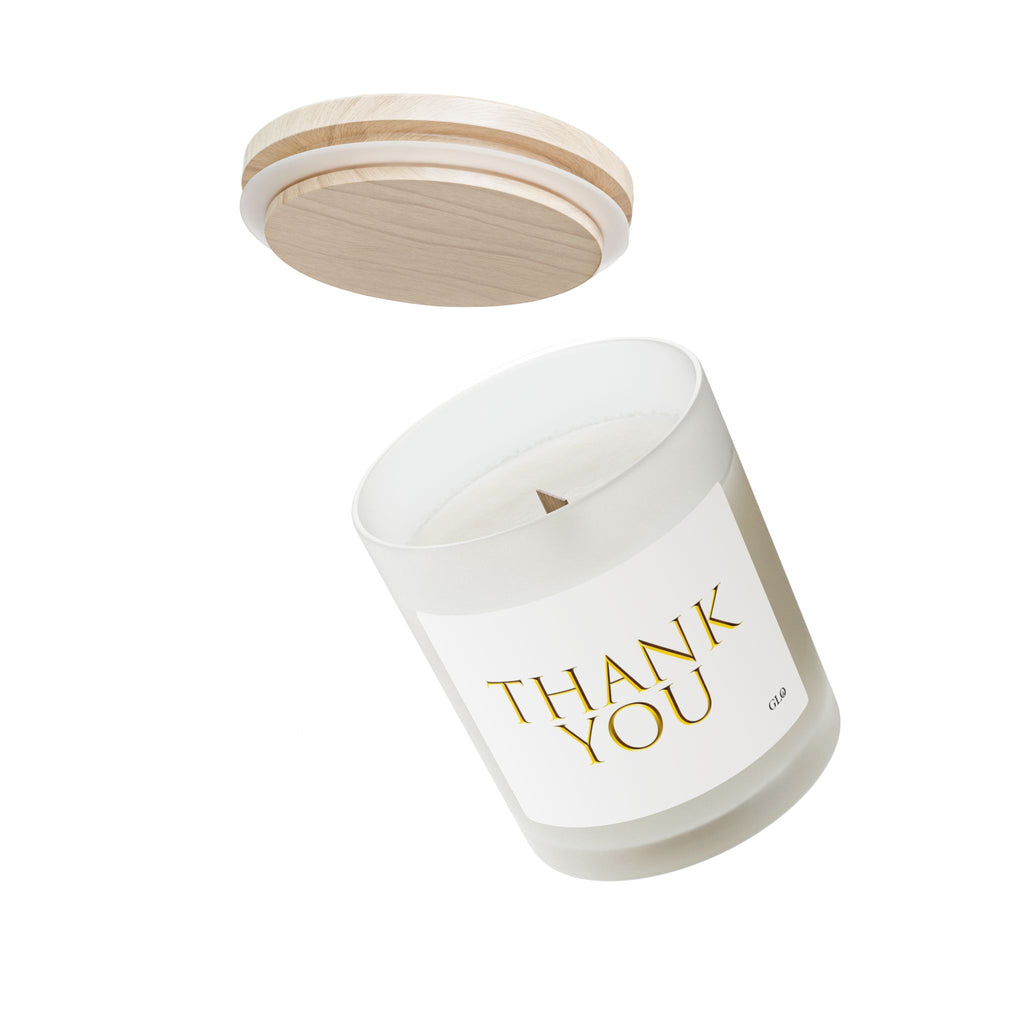 Frosted Glass Candle | "Thank You' on white | 11oz