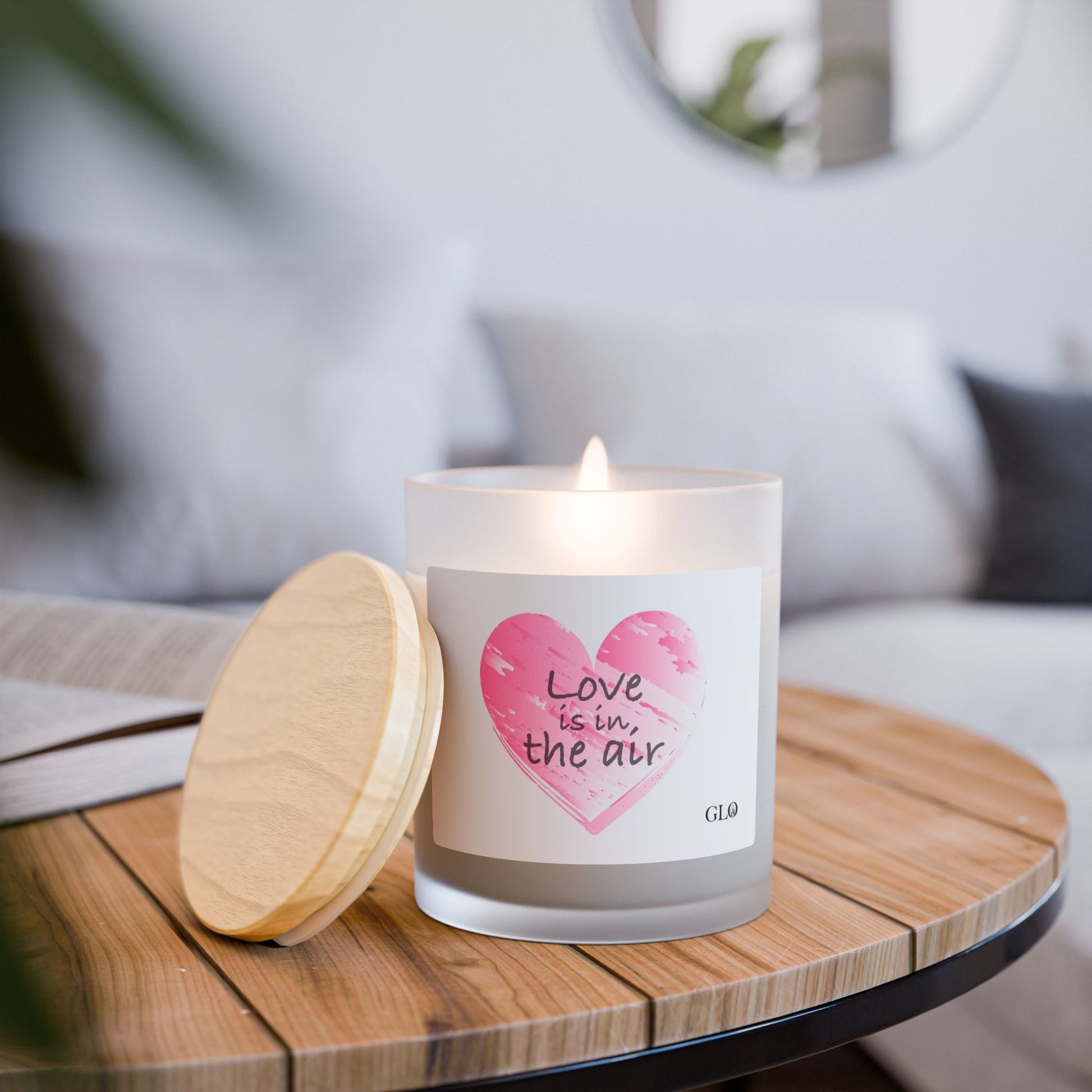 Frosted Glass Candle | "Love is in the air" | 11oz