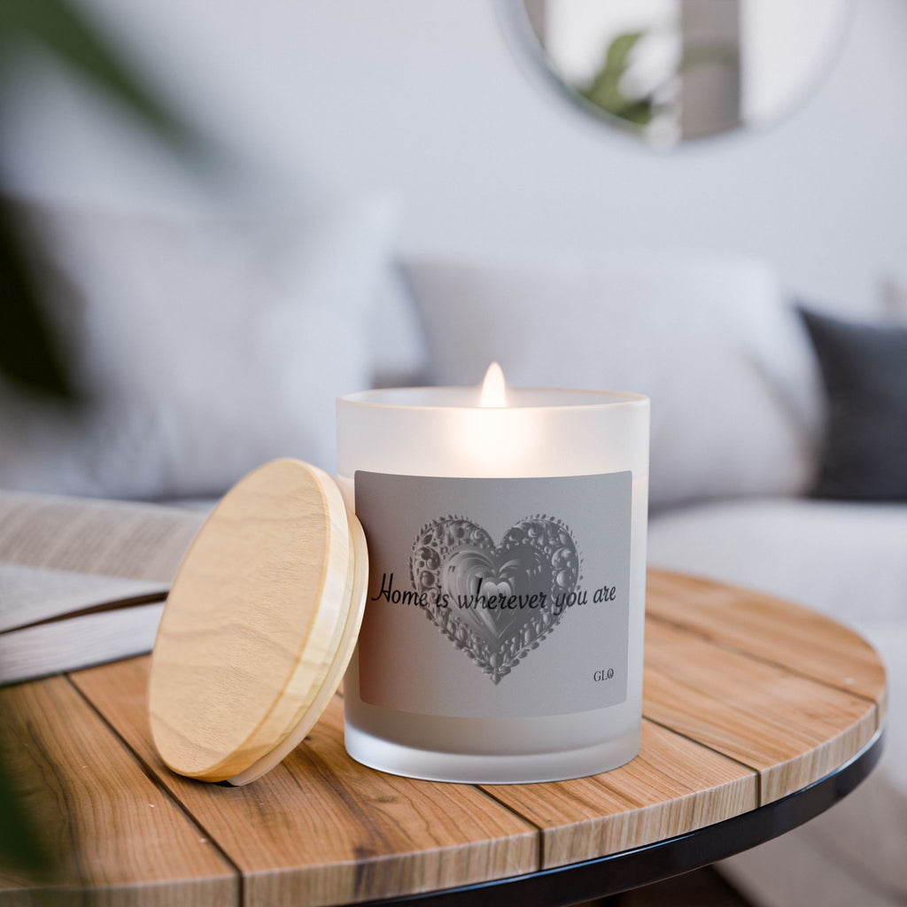 Frosted Glass Candle | "Home is Wherever You Are" on gray | 11oz
