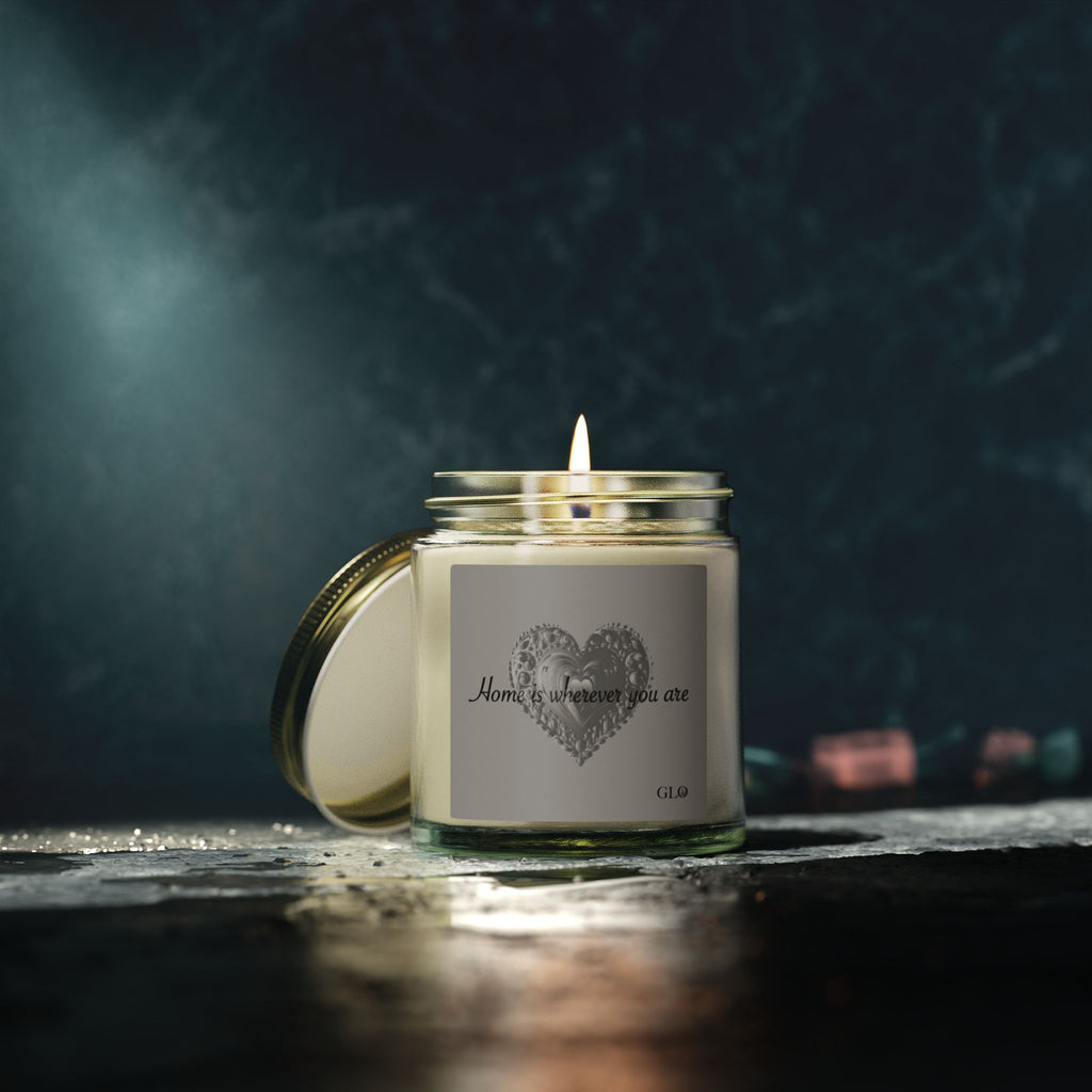 Glass Jar Candle | "Home is Wherever You Are" on Gray | 4oz & 9oz