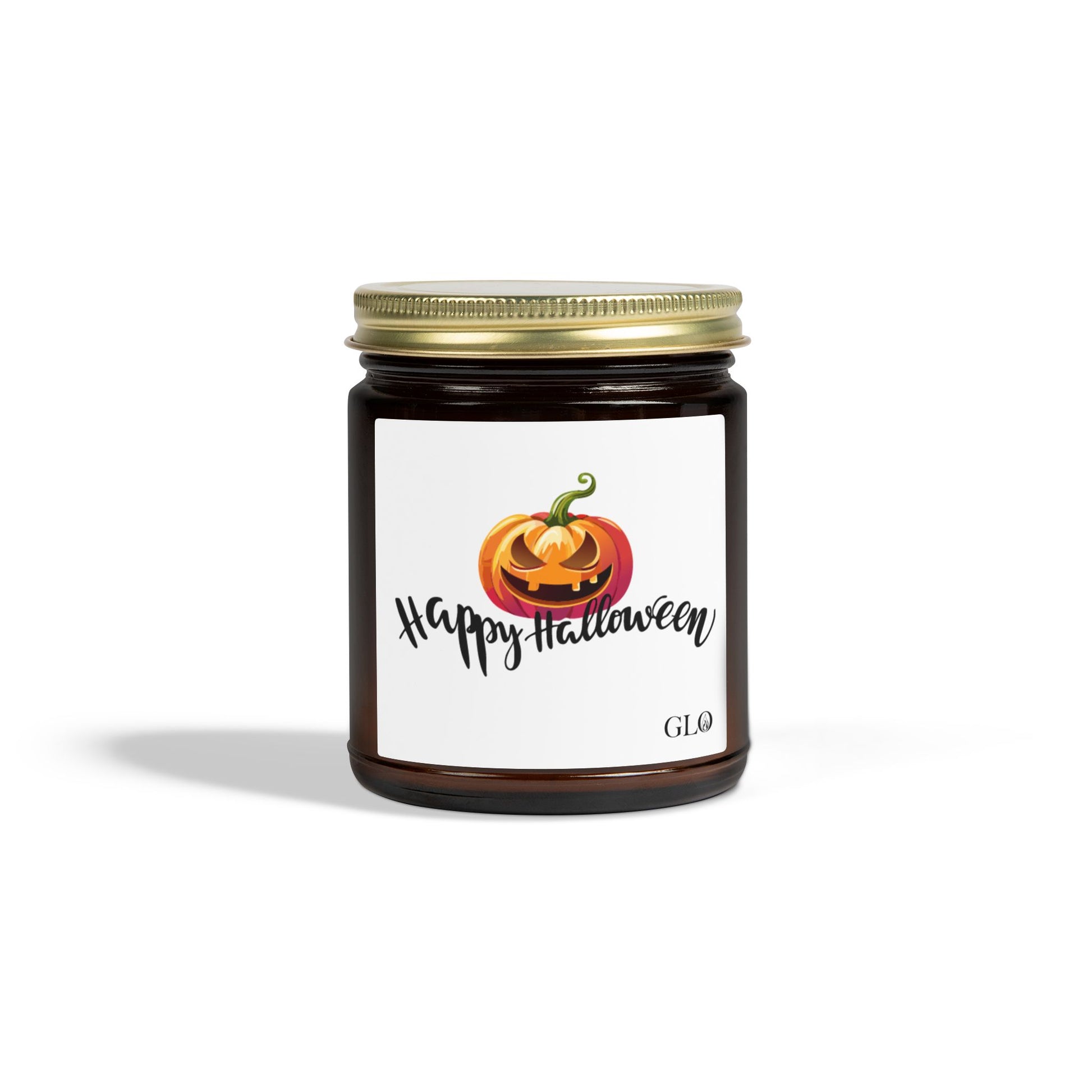 Glass Jar Candle | "Happy Halloween" with Jack-o-lantern | 4oz & 9oz